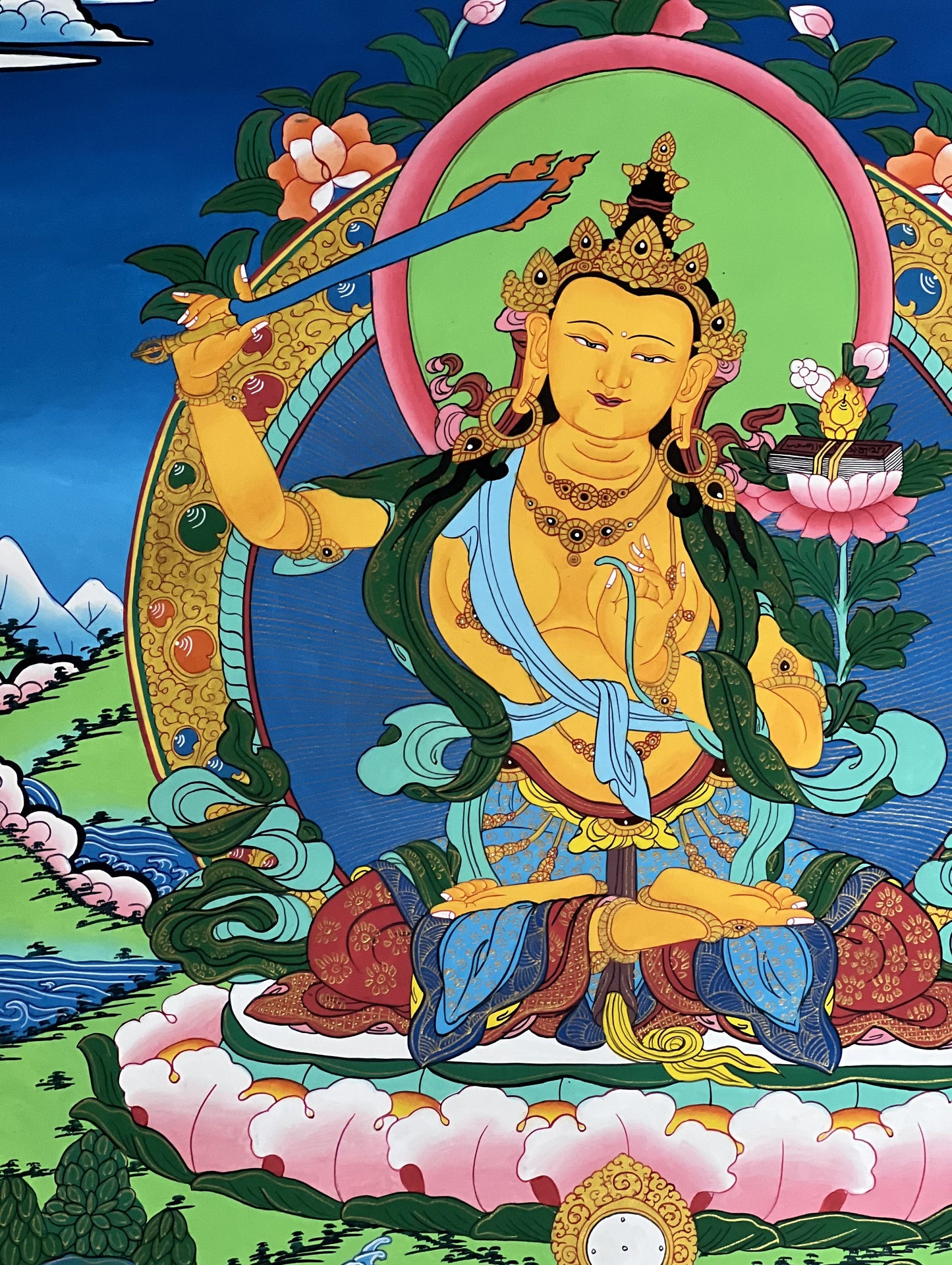 Manjushri/ Manjusri/ Manjushree/ Master Quality Hand-painted Original Thangka Painting Meditation Art