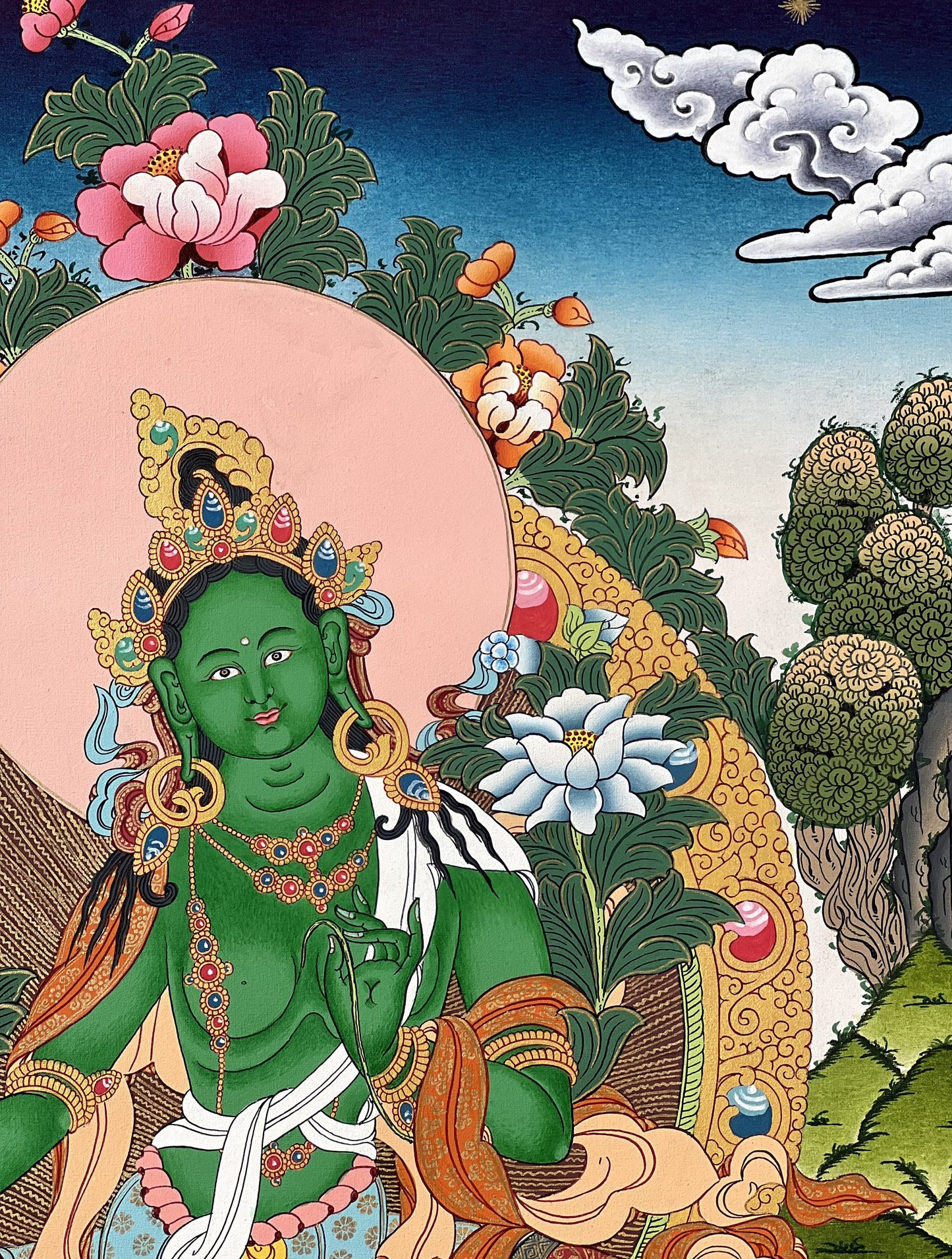 Green  Tara, Shyamatara, Goddess of Compassion, High Quality Masterpiece Tibetan Thangka Painting, Original Art