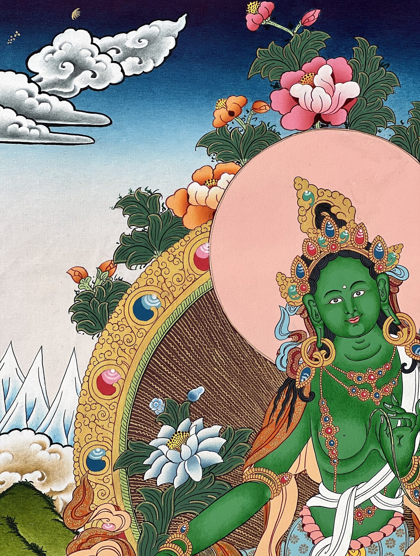 Green  Tara, Shyamatara, Goddess of Compassion, High Quality Masterpiece Tibetan Thangka Painting, Original Art