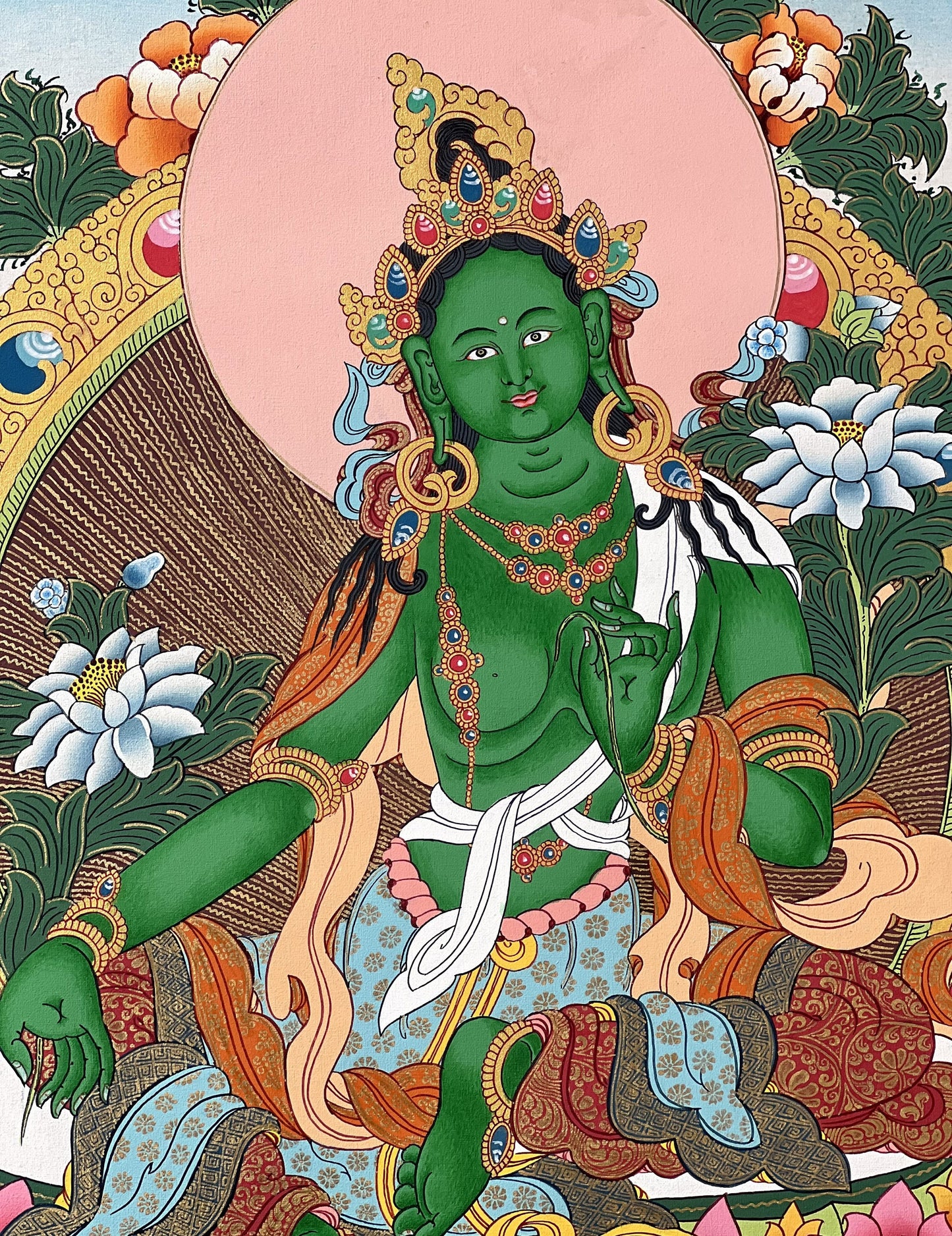 Green  Tara, Shyamatara, Goddess of Compassion, High Quality Masterpiece Tibetan Thangka Painting, Original Art