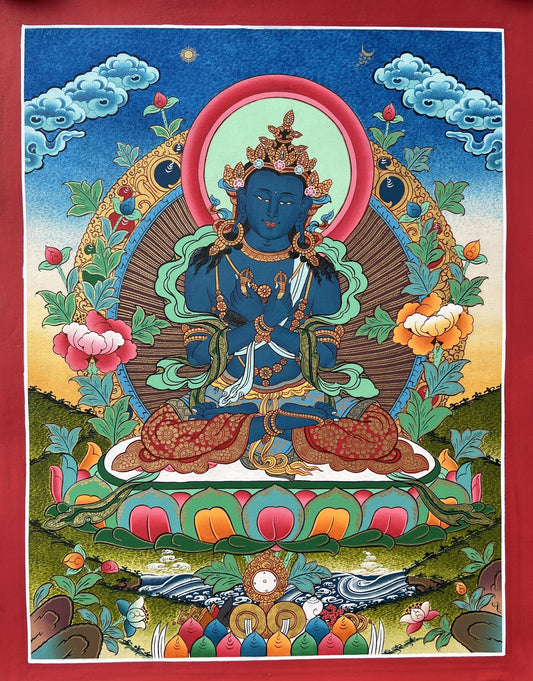 Hand Painted Buddha Vajradhara High Quality Blessed Gold Tibetan Thangka Painting Original Art