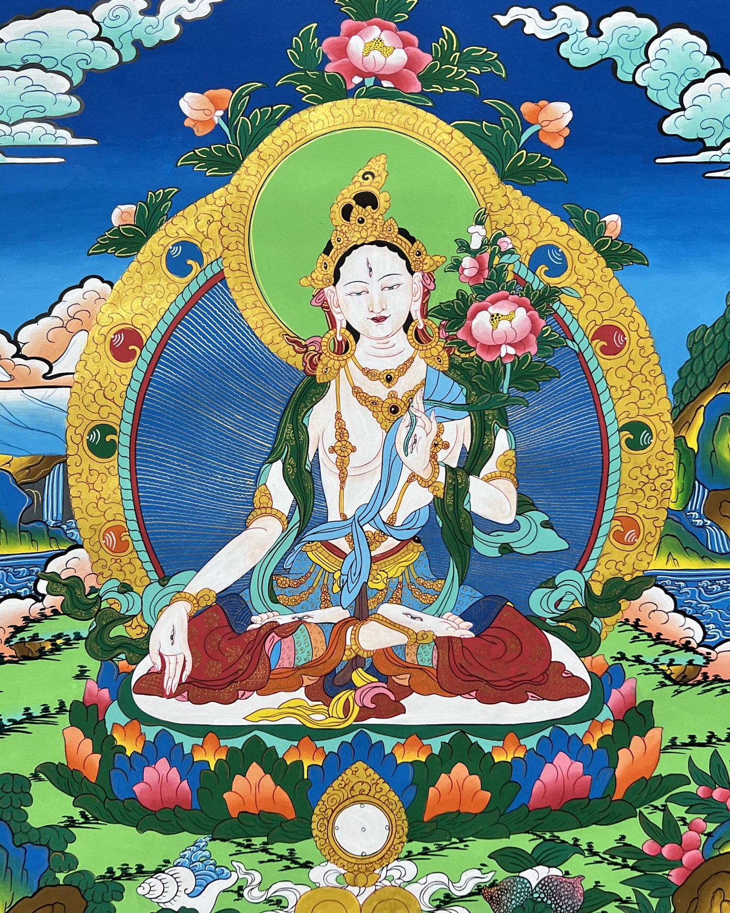 White Tara/Mother Tara/ Mother Goddess Master-Quality Tibetan Thangka Painting Original Hand-Painted Meditation Art