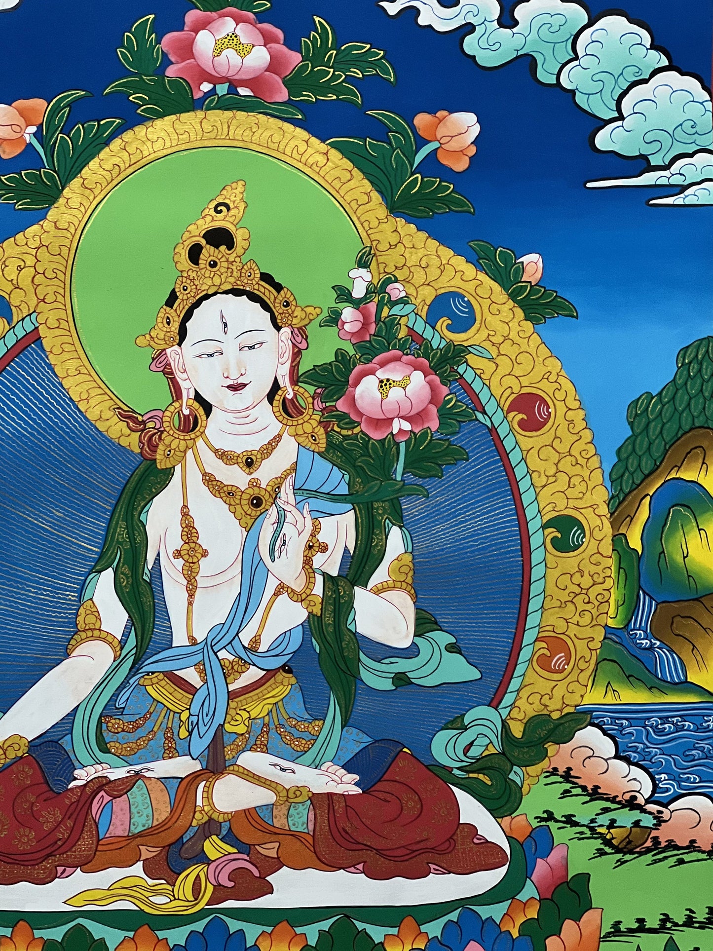 White Tara/Mother Tara/ Mother Goddess Master-Quality Tibetan Thangka Painting Original Hand-Painted Meditation Art