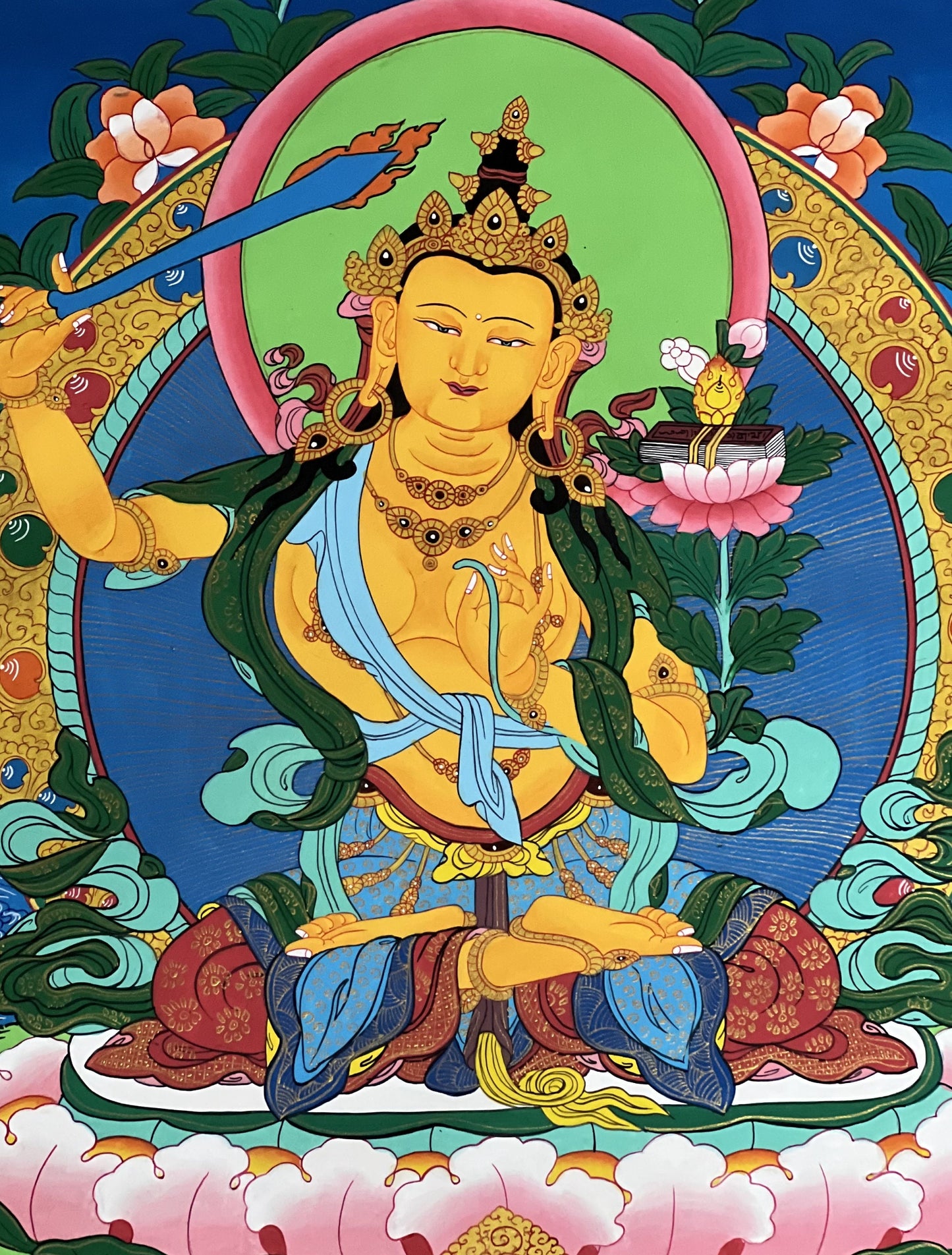 Manjushri/ Manjusri/ Manjushree/ Master Quality Hand-painted Original Thangka Painting Meditation Art