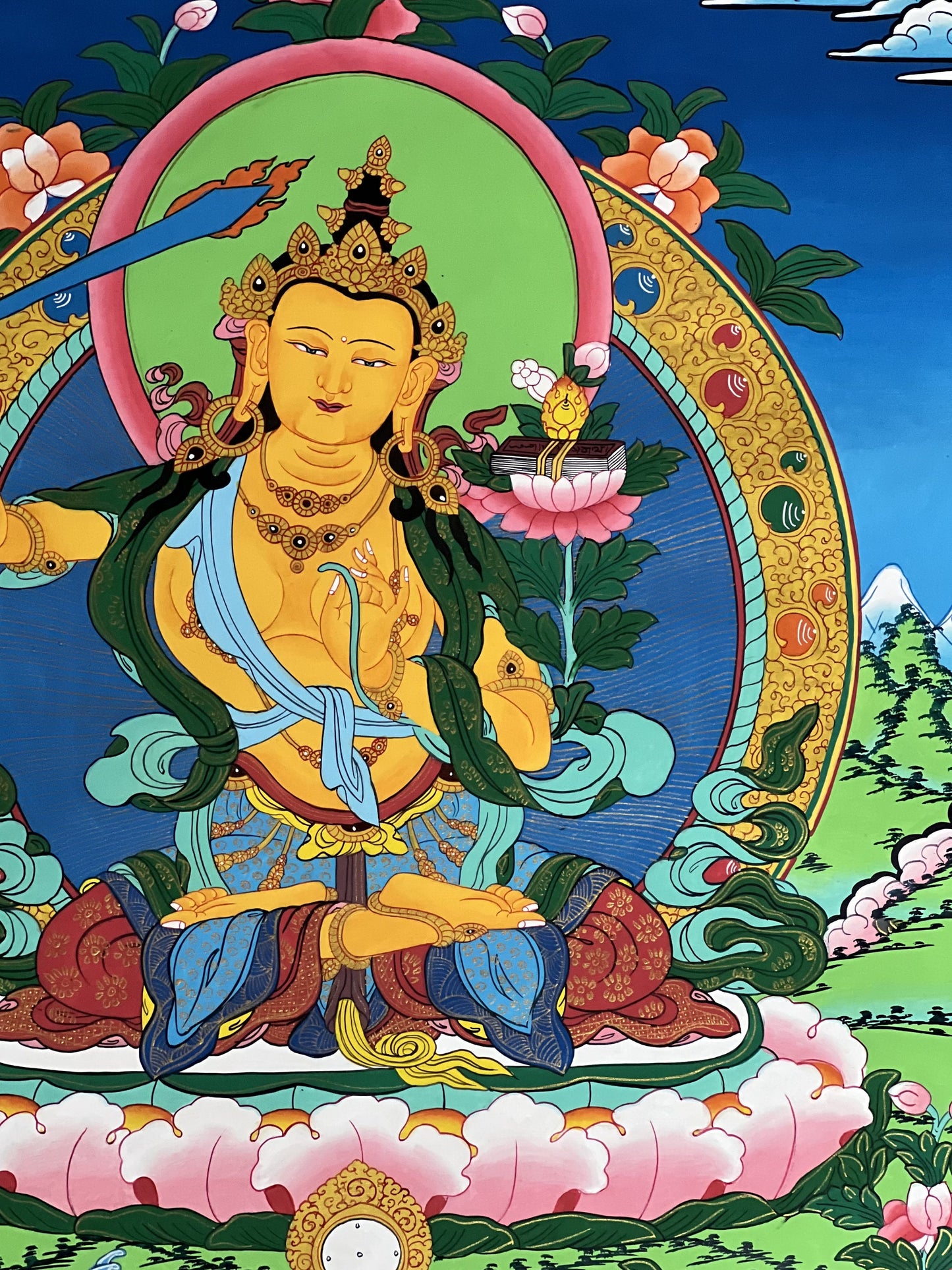 Manjushri/ Manjusri/ Manjushree/ Master Quality Hand-painted Original Thangka Painting Meditation Art