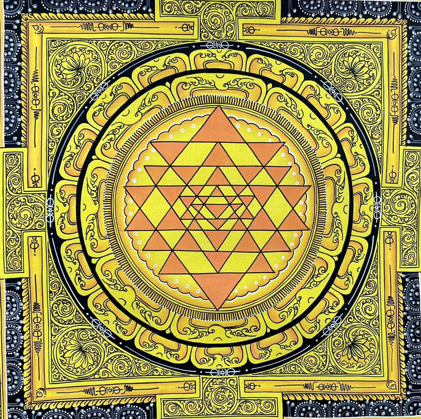 Original ShriYantra/ Shri Yantra/ Shri Chakara Mandala Paubha/Pauva Thangka/Hand-Painted Art for Energy Positivity and Good Luck