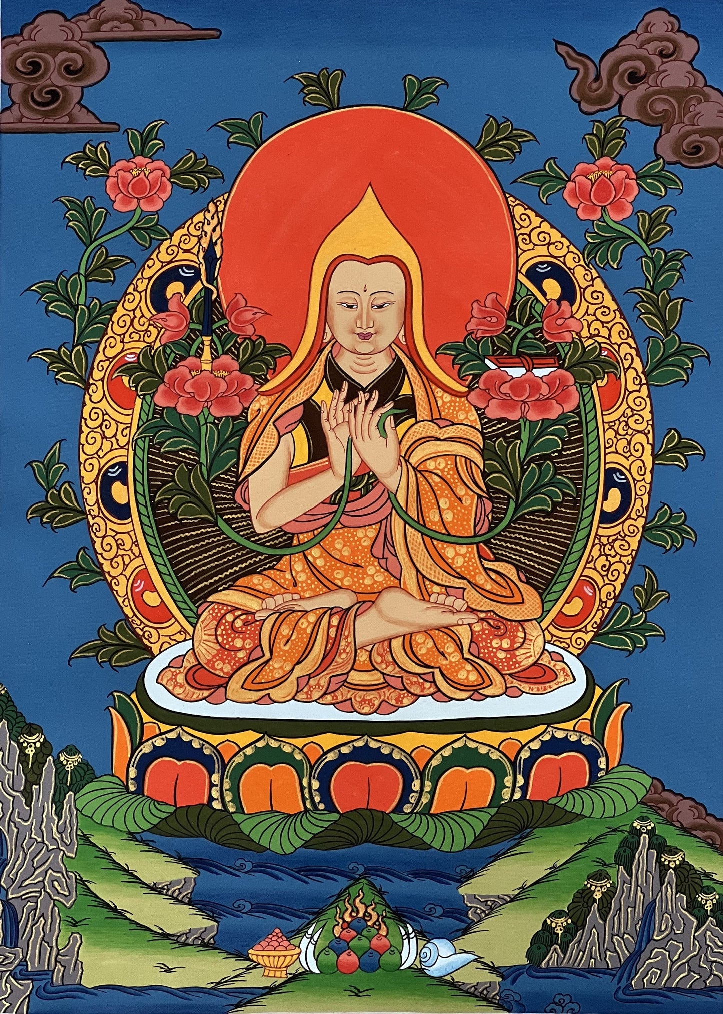 Chongapa/ Je Tsongkhapa  Tibetan Master High Quality Tibetan Thangka Painting Original Buddhist Art