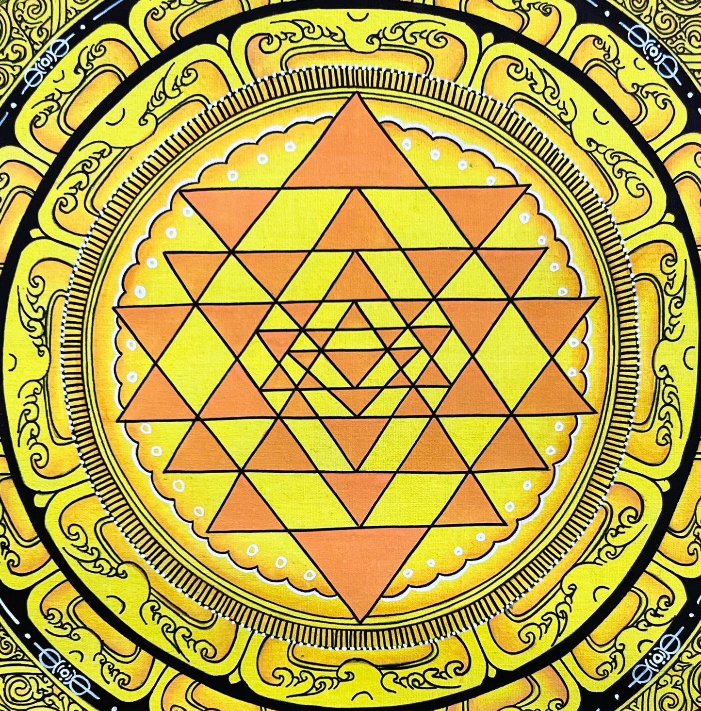 Original ShriYantra/ Shri Yantra/ Shri Chakara Mandala Paubha/Pauva Thangka/Hand-Painted Art for Energy Positivity and Good Luck