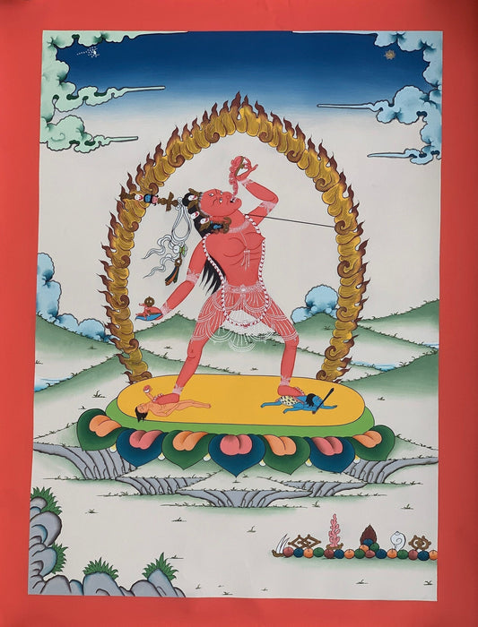 Vajrayoginī/ Yogini/ Dorje Neljorma/ Female Buddha, Masterpiece Gold Original Hand painted Tibetan Thangka/ Meditation/Tantra Art