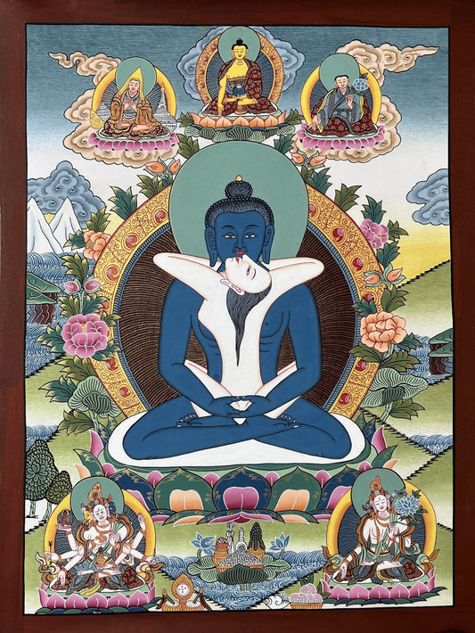 Buddha Shakti/ Samantabhadra Bodhisattva  Masterpiece Tibetan Thangka Painting Original Healing and Meditation Art