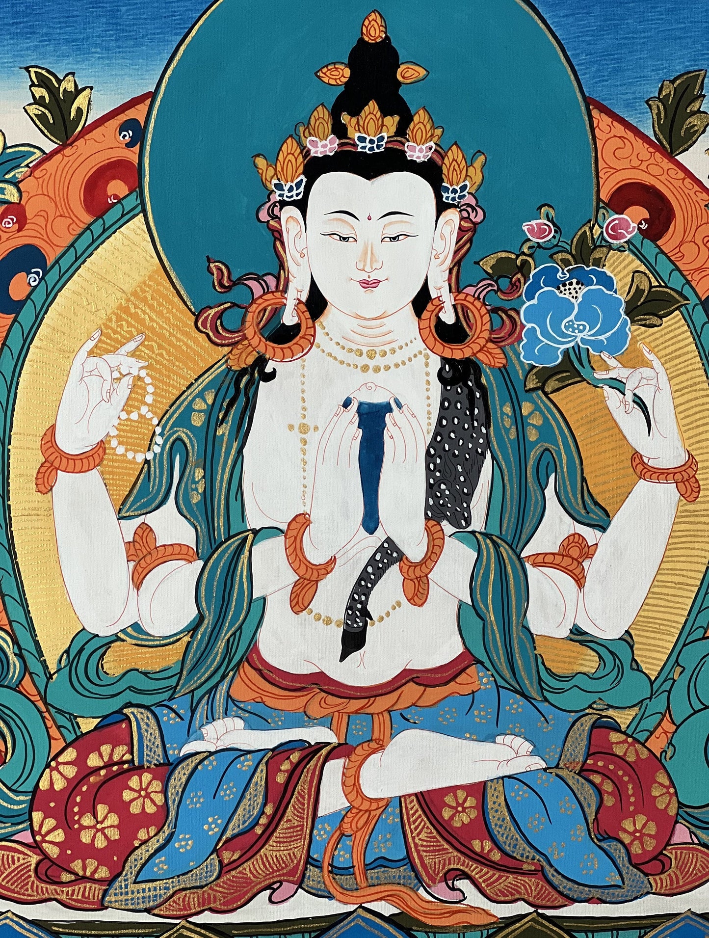 Avalokiteshvara/Chenrezig Master Quality Tibetan Thangka Painting Original Buddhist Meditation Art