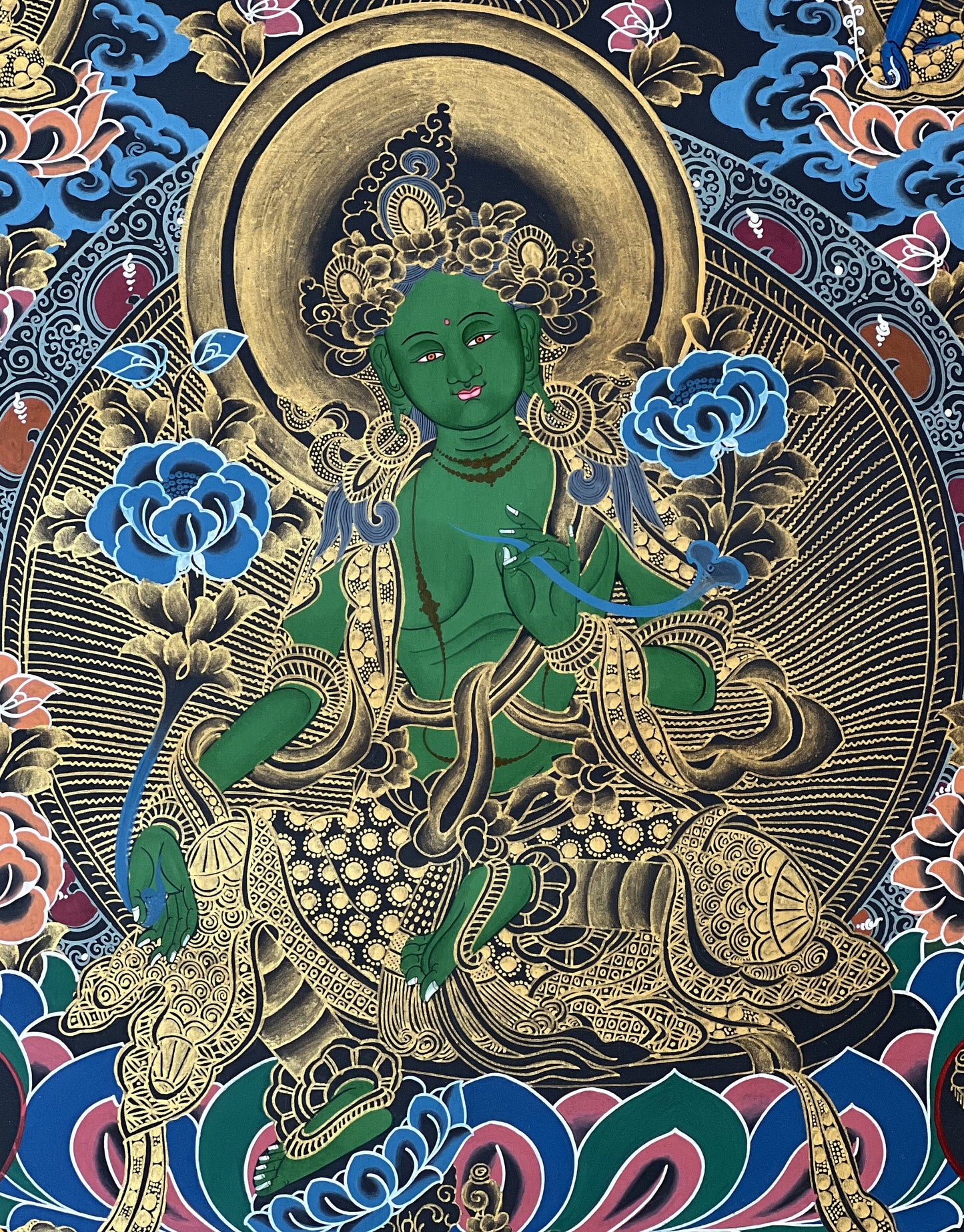 Green Tara/Shyamatara/ Mother Goddess Tar Master Quality Tibetan Thangka Painting Original Hand- painted Meditation Art