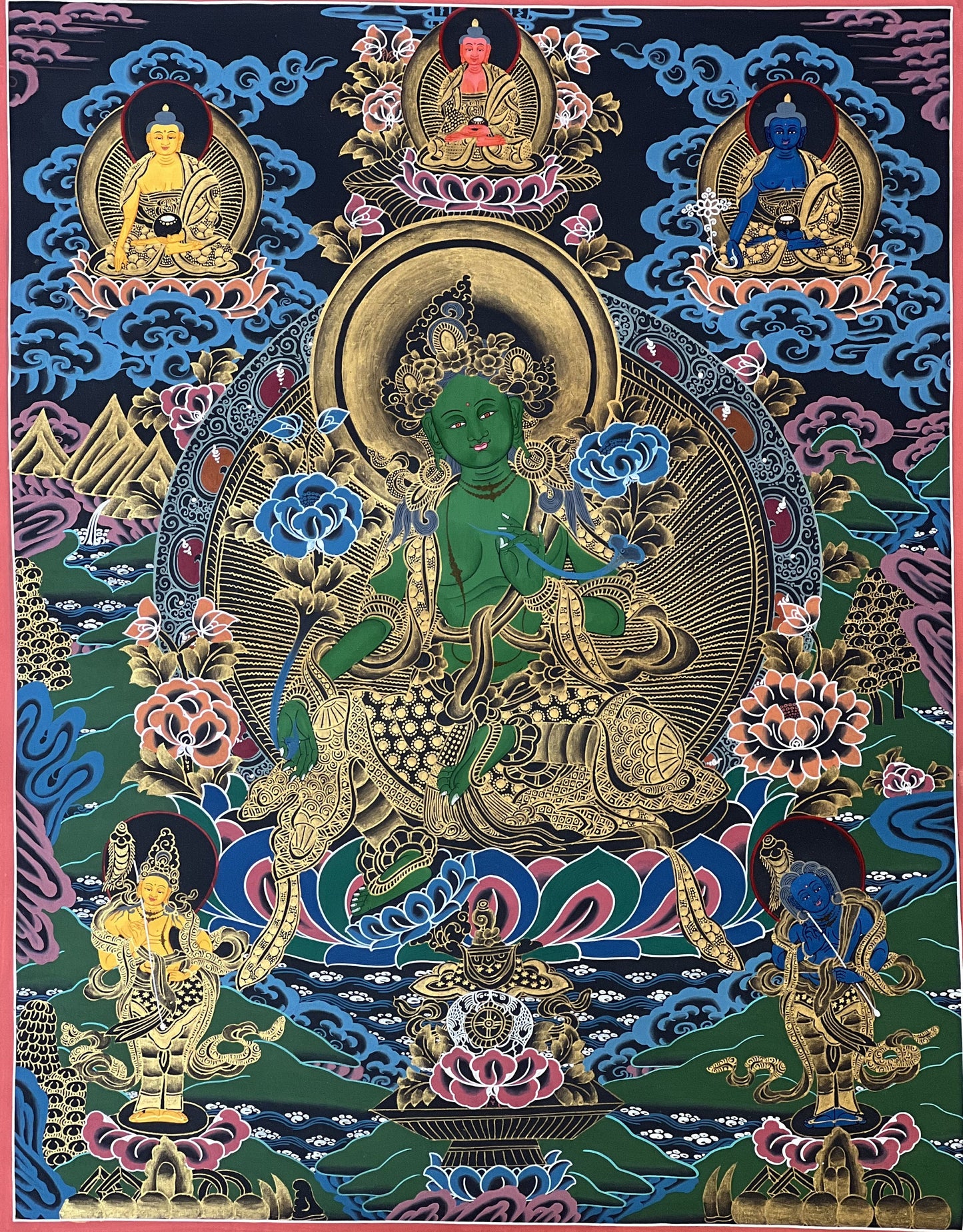 Green Tara/Shyamatara/ Mother Goddess Tar Master Quality Tibetan Thangka Painting Original Hand- painted Meditation Art