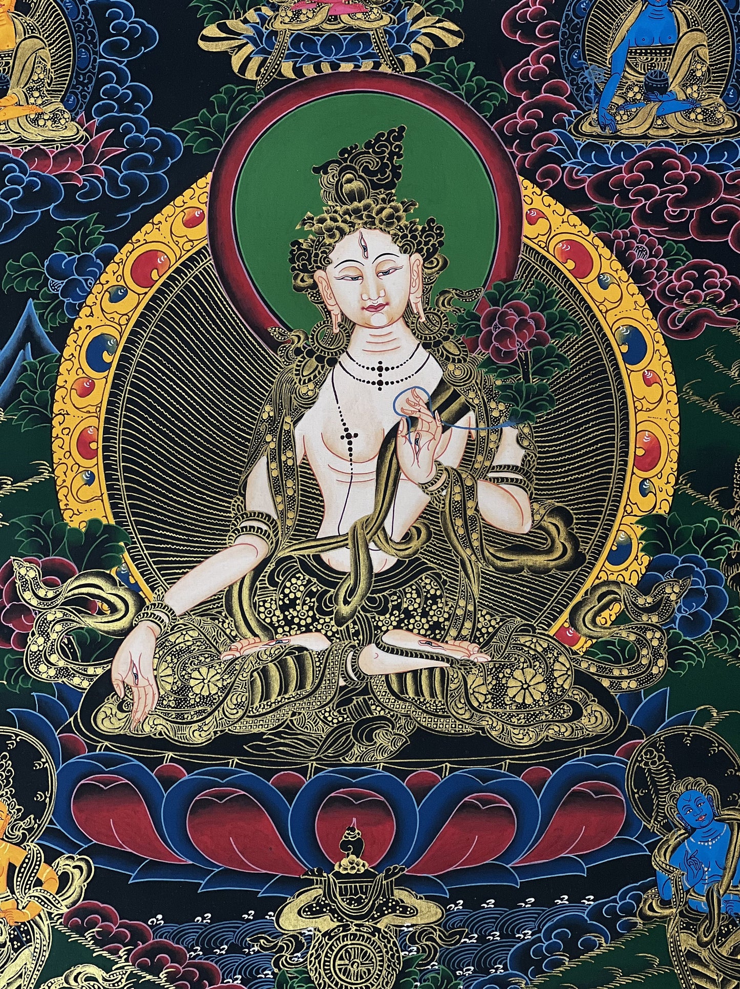 White Tara Mother Goddess High-Quality Original Masterpiece Tibetan Thangka Painting/ Meditation Art