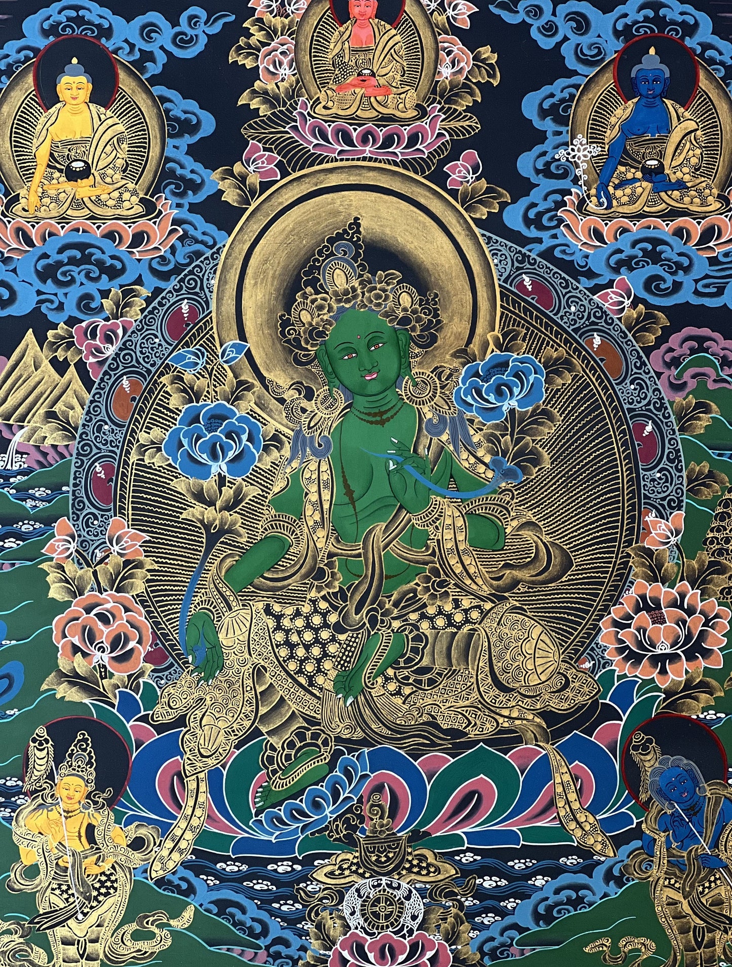 Green Tara/Shyamatara/ Mother Goddess Tar Master Quality Tibetan Thangka Painting Original Hand- painted Meditation Art