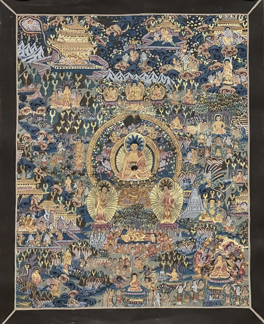 Buddha Life/ Bhavacakra/ Wheel of Life Mandala Master Quality Gold Tibetan Thangka Painting/ Original Meditation Art