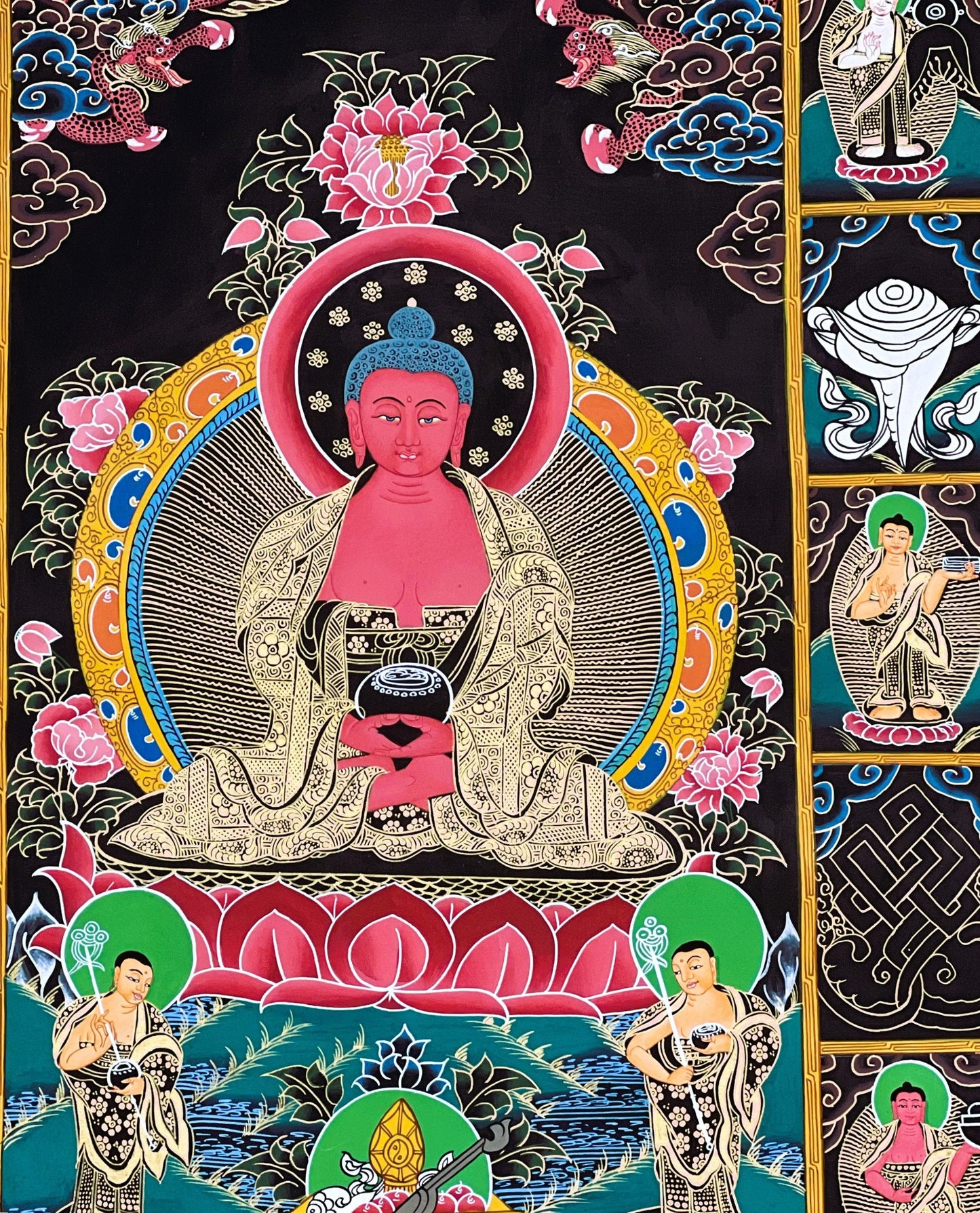 Amitabha Buddha/ Pure Land Sukhavati Large Masterpiece Original Tibetan Compassion Meditation Thangka Painting