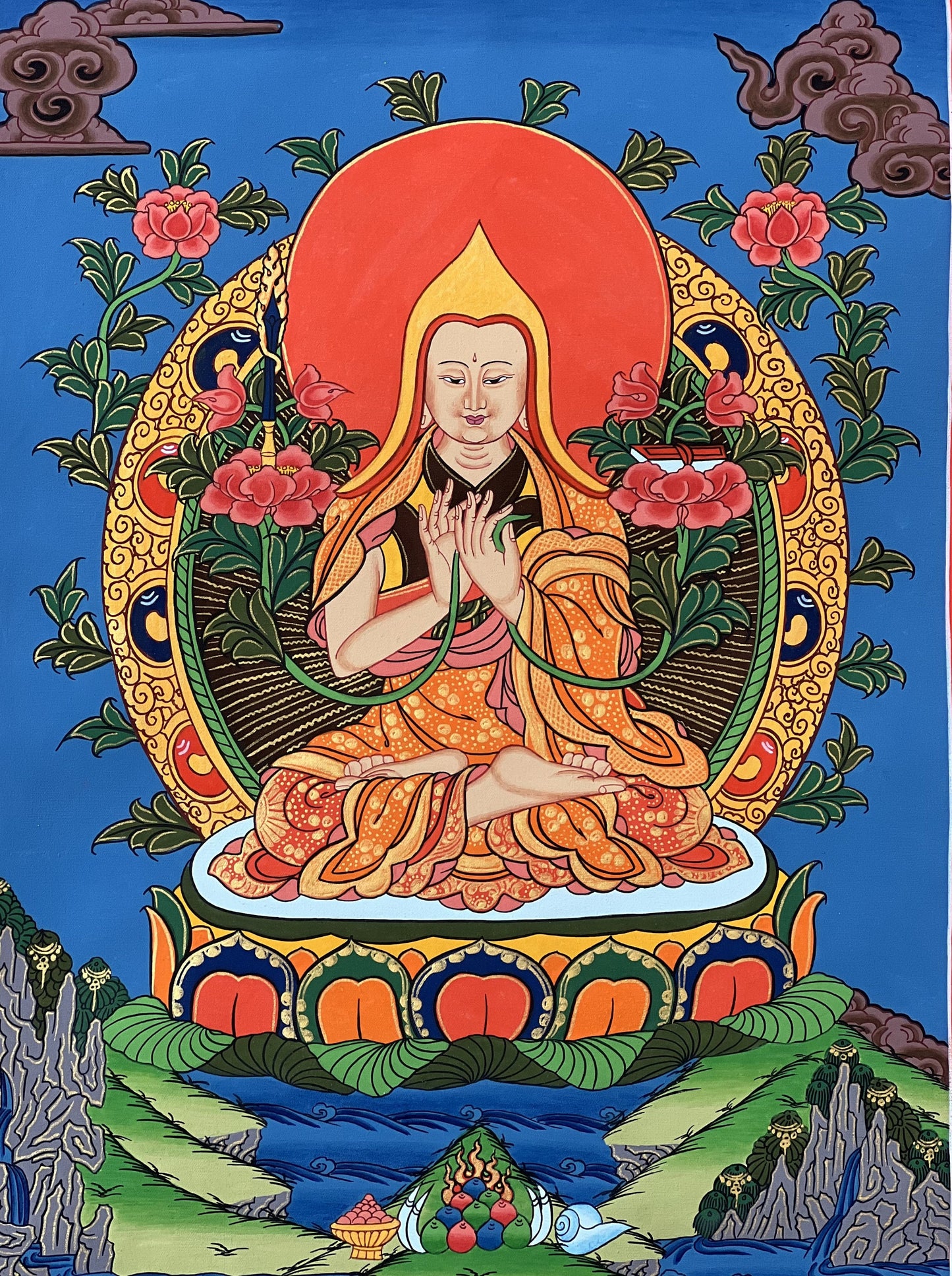 Chongapa/ Je Tsongkhapa  Tibetan Master High Quality Tibetan Thangka Painting Original Buddhist Art