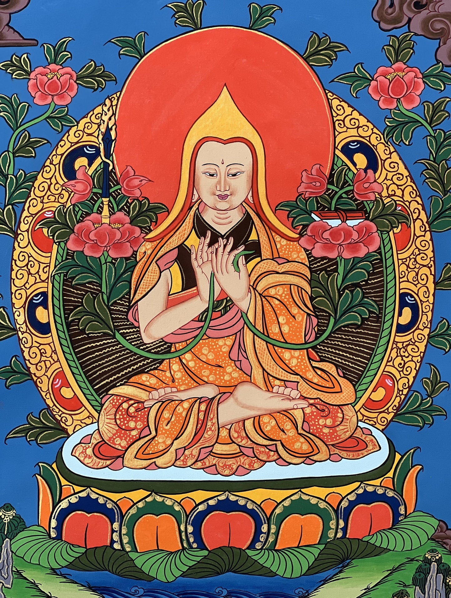 Chongapa/ Je Tsongkhapa  Tibetan Master High Quality Tibetan Thangka Painting Original Buddhist Art