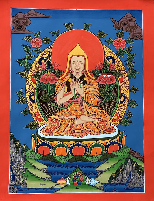 Chongapa/ Je Tsongkhapa  Tibetan Master High Quality Tibetan Thangka Painting Original Buddhist Art