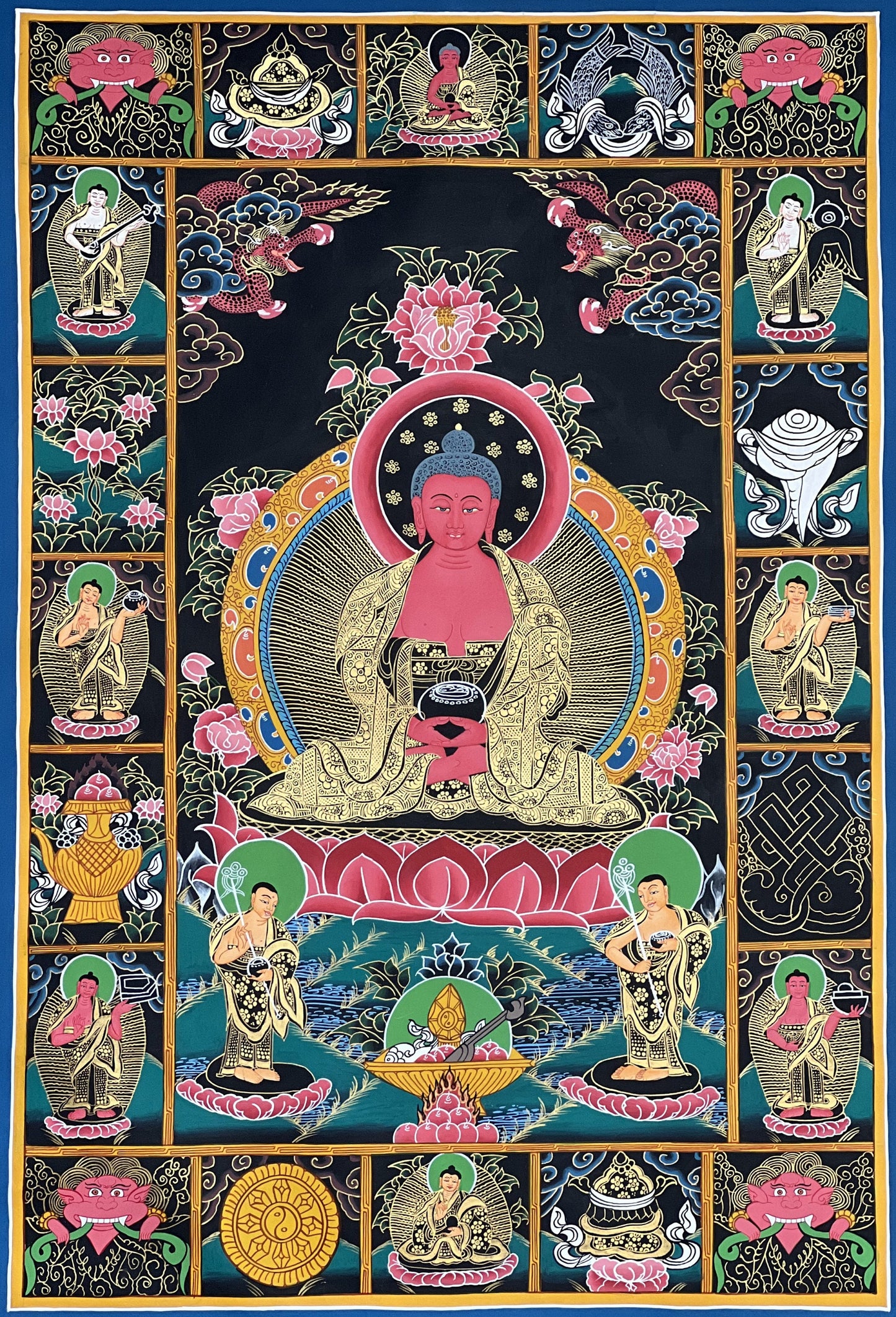 Amitabha Buddha/ Pure Land Sukhavati Large Masterpiece Original Tibetan Compassion Meditation Thangka Painting