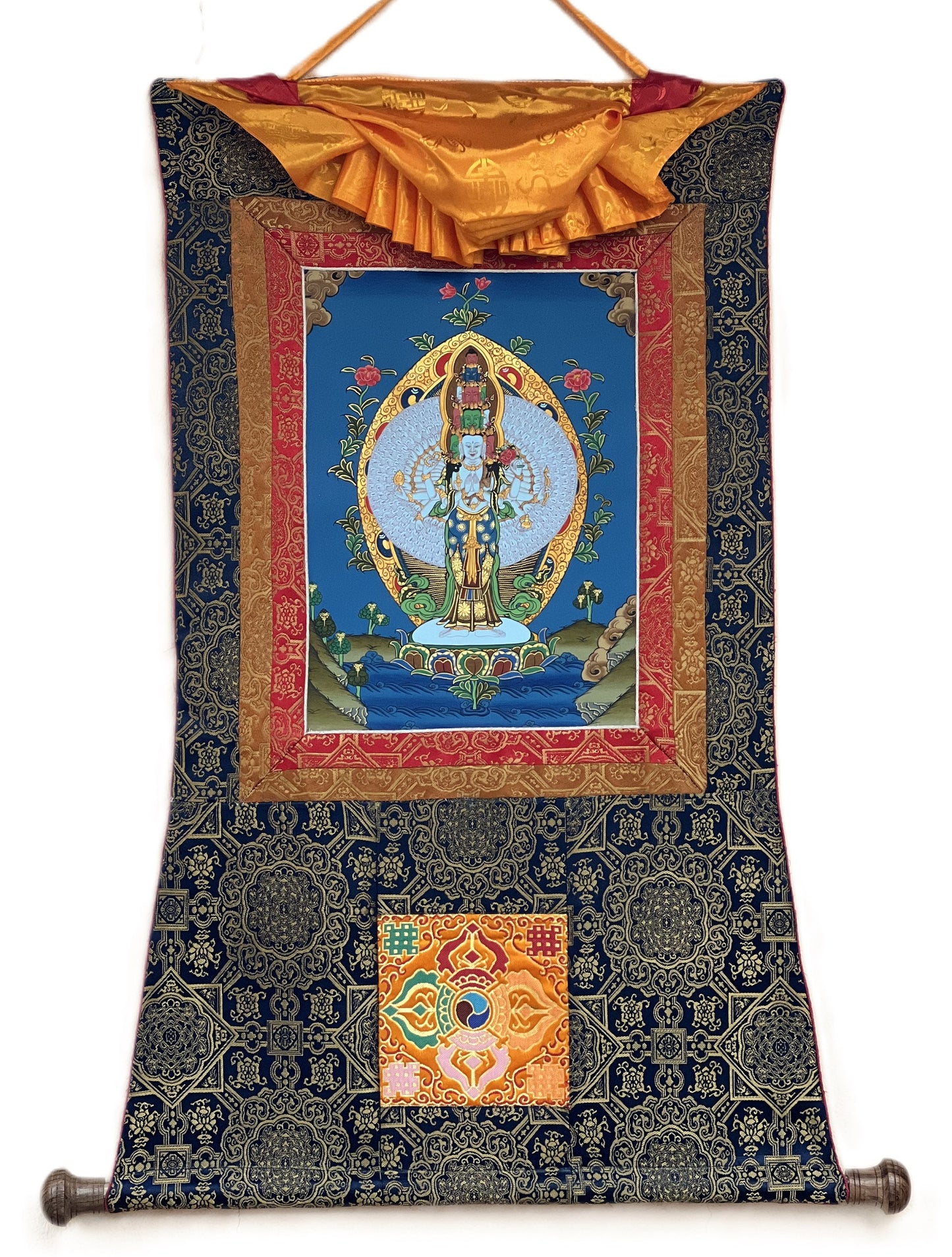 1000-ARMED Bodhisattva Avalokitesvara/ Lokeshwor/ God of Compassion Original Tibetan Thangka Art/ Hand-Painting for Peace and Wellbeing