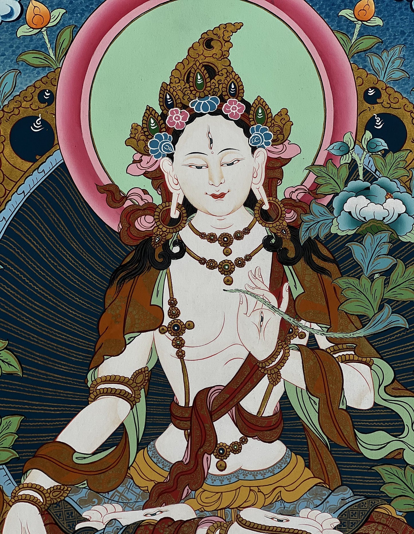 White Tara Mother Goddess High-Quality Masterpiece Tibetan Thangka /Thanka Painting/ Original Hand-Painted Buddhist Meditation Art