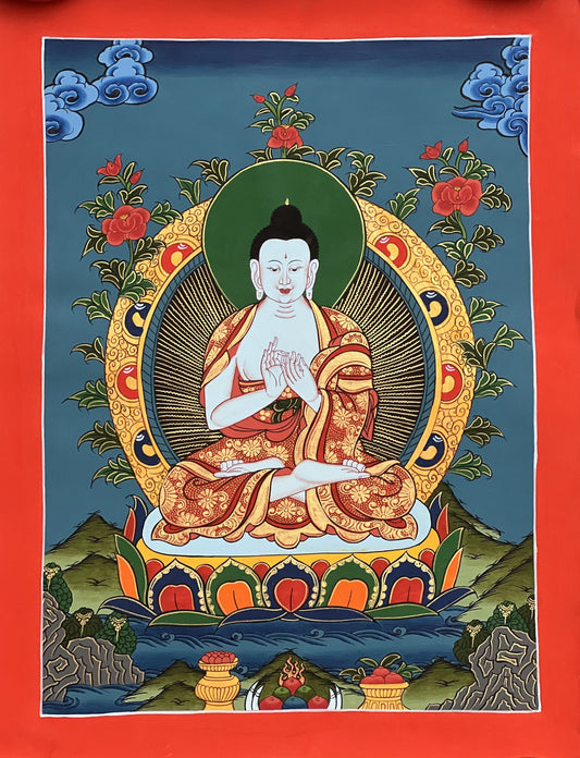 Vairocana Buddha/ Dhyani ( Meditating)  Buddha Original Masterpiece Tibetan Thangka Painting/ Meditation Art