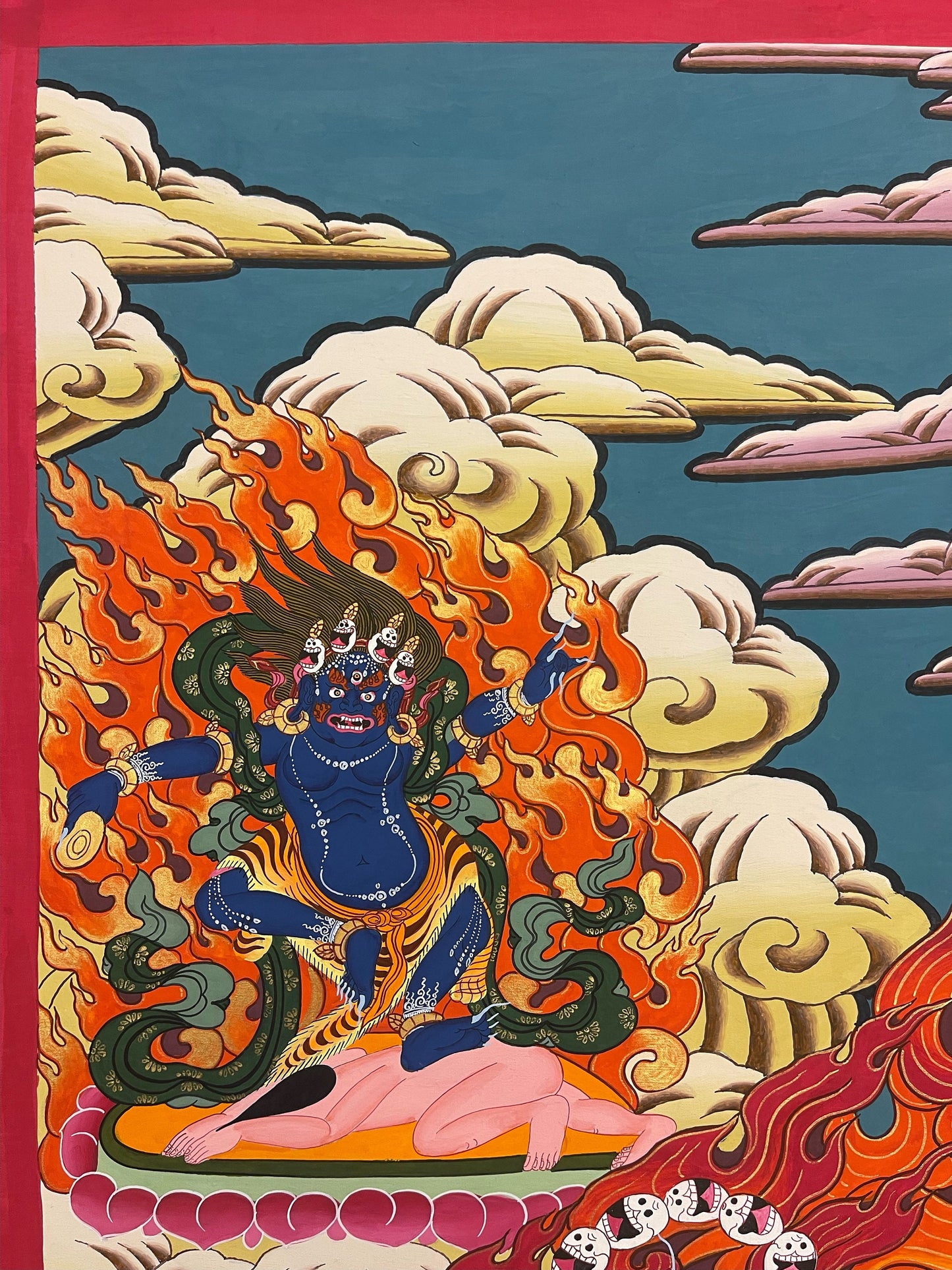 6-Armed  Mahakala Dharmapala Protector God Larger Masterpiece Tibetan Thangka Painting Original Hand-painted Tantra  Meditation Art