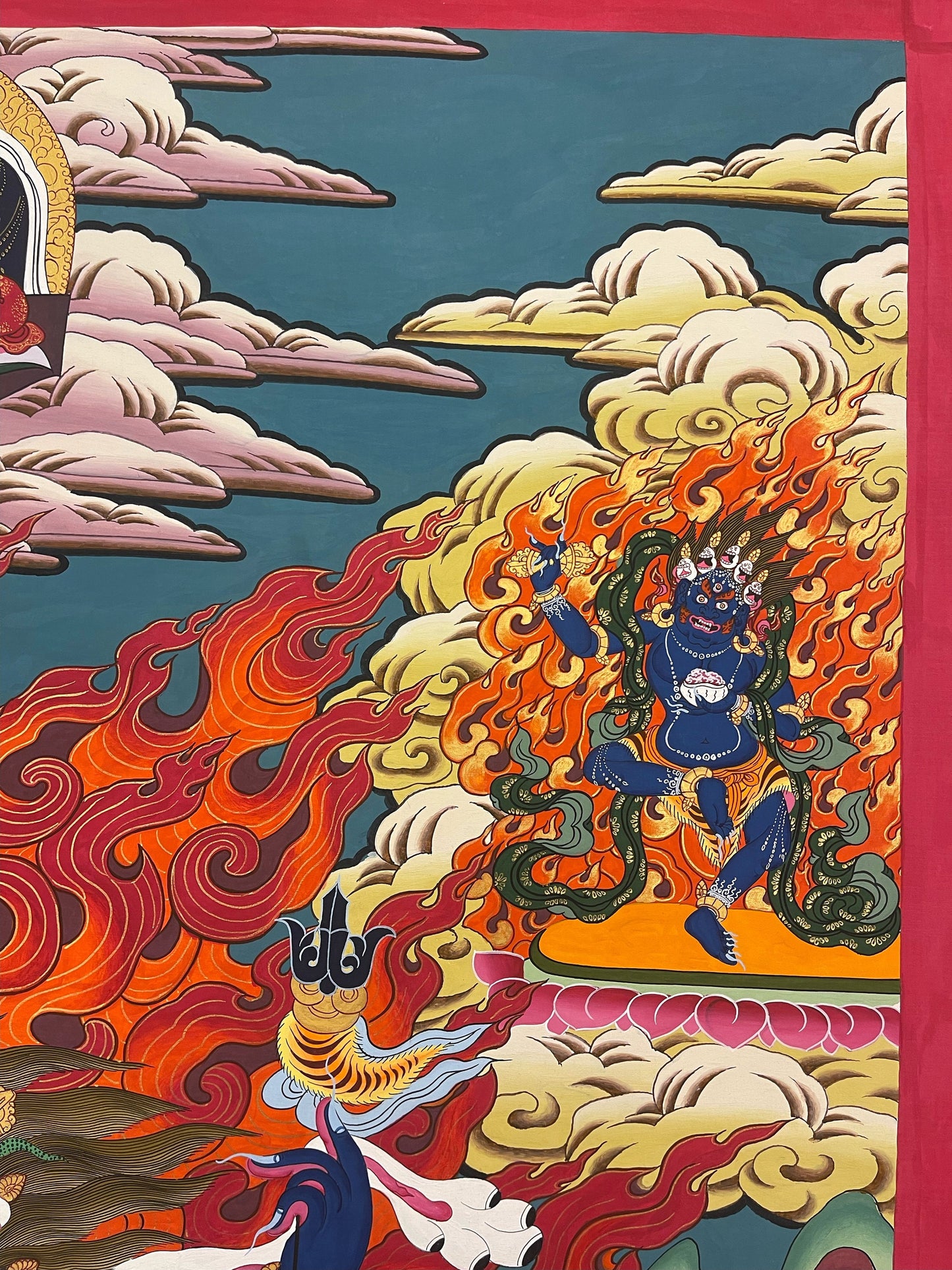 6-Armed  Mahakala Dharmapala Protector God Larger Masterpiece Tibetan Thangka Painting Original Hand-painted Tantra  Meditation Art