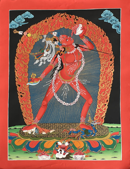 Vajrayoginī/ Yogini/ Jogini/  Dorje Neljorma Tantric Female Buddha Tibetan Thangka Painting Original Healing Art