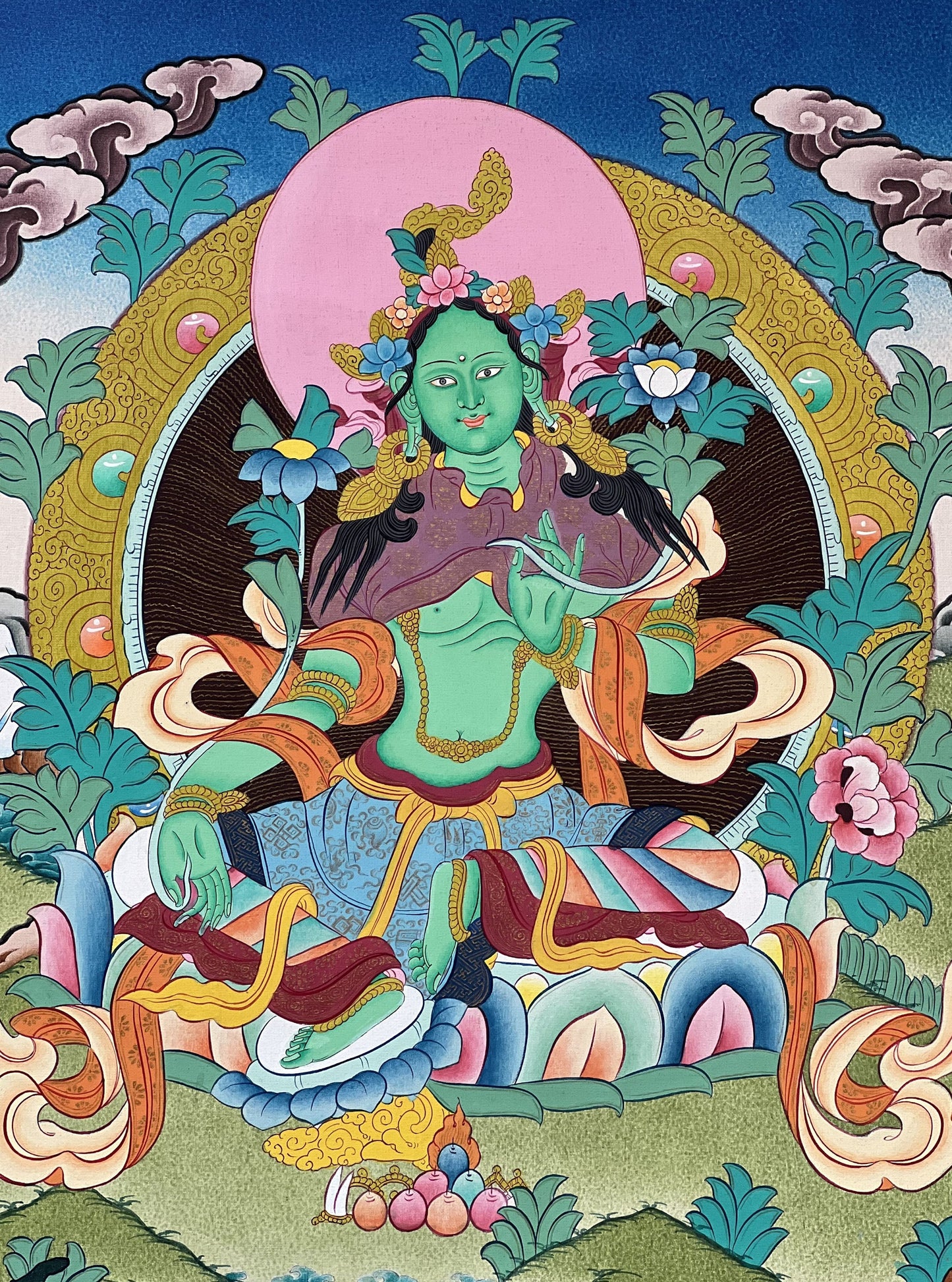 Green  Tara/ Shyamatara/ Mother Goddess Original Hand-painted Master Quality Tibetan Thangka Painting Buddhist Art