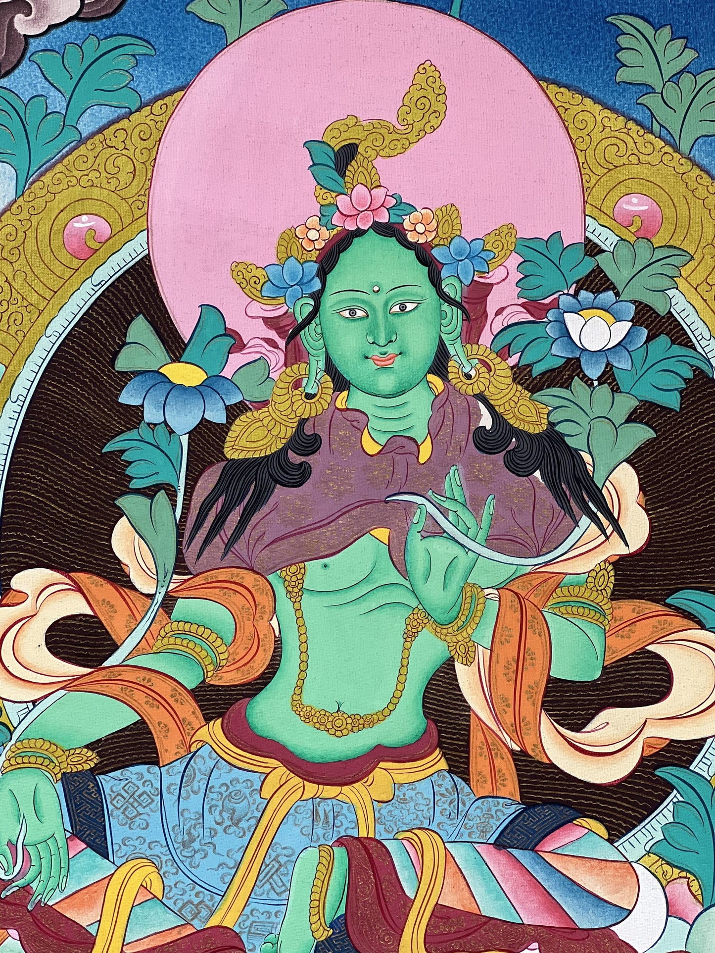 Green  Tara/ Shyamatara/ Mother Goddess Original Hand-painted Master Quality Tibetan Thangka Painting Buddhist Art