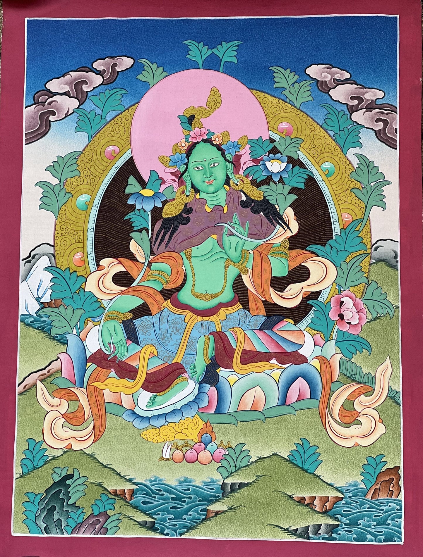 Green  Tara/ Shyamatara/ Mother Goddess Original Hand-painted Master Quality Tibetan Thangka Painting Buddhist Art