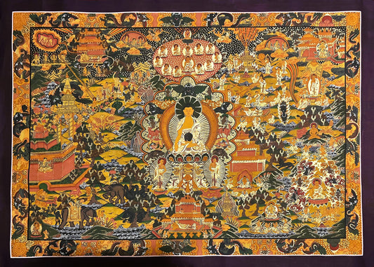 Buddha Life Story Large Masterpiece Tibetan Thangka Painting High-Quality Finest Art/ Original Hand-Painting