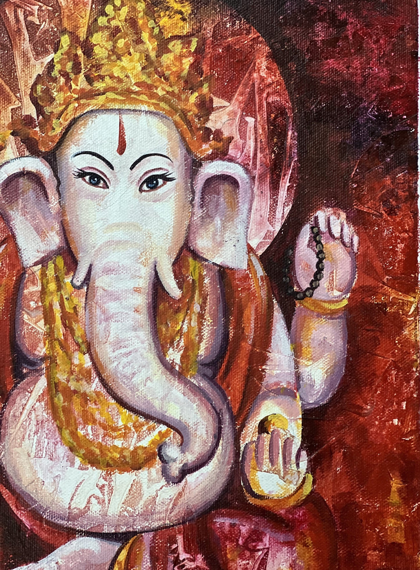 Lord Ganesha/ Ganesh/ Ganapati/ Vinayaka High-Quality Acrylic Painting / Palette Knife Painting on Canvas/ Hindu Art