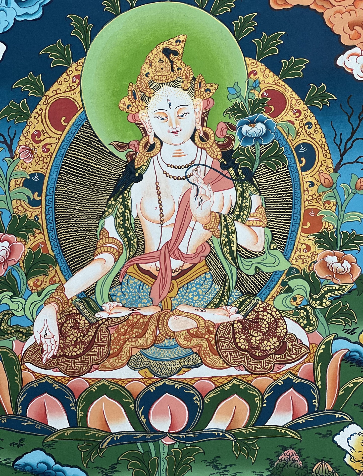 White Tara/ Sitatara/ Mother Goddess Master Quality Tibetan Thangka/ Thanka Painting  Original Hand-painted Buddhist Compassion Art