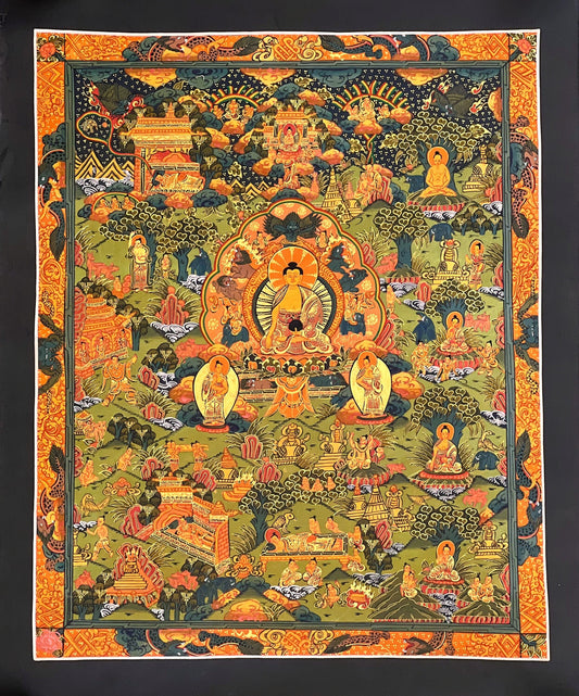 Buddha Life Bhavachakra Mandala Tibetan Thangka Painting/ Original Hand-painted Buddhist Meditation Art/ Wall Hanging