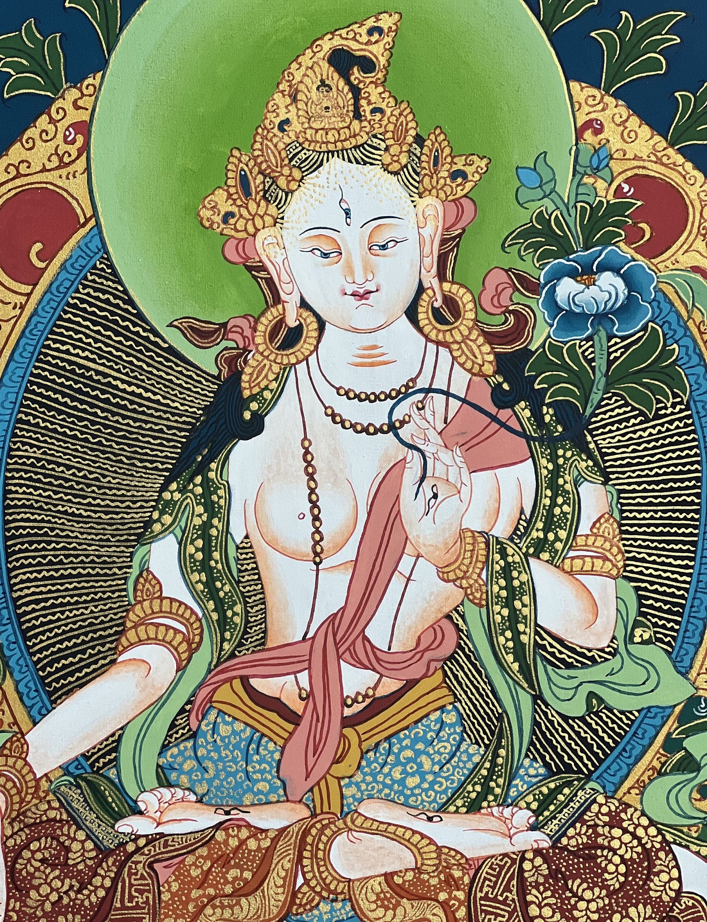 White Tara/ Sitatara/ Mother Goddess Master Quality Tibetan Thangka/ Thanka Painting  Original Hand-painted Buddhist Compassion Art