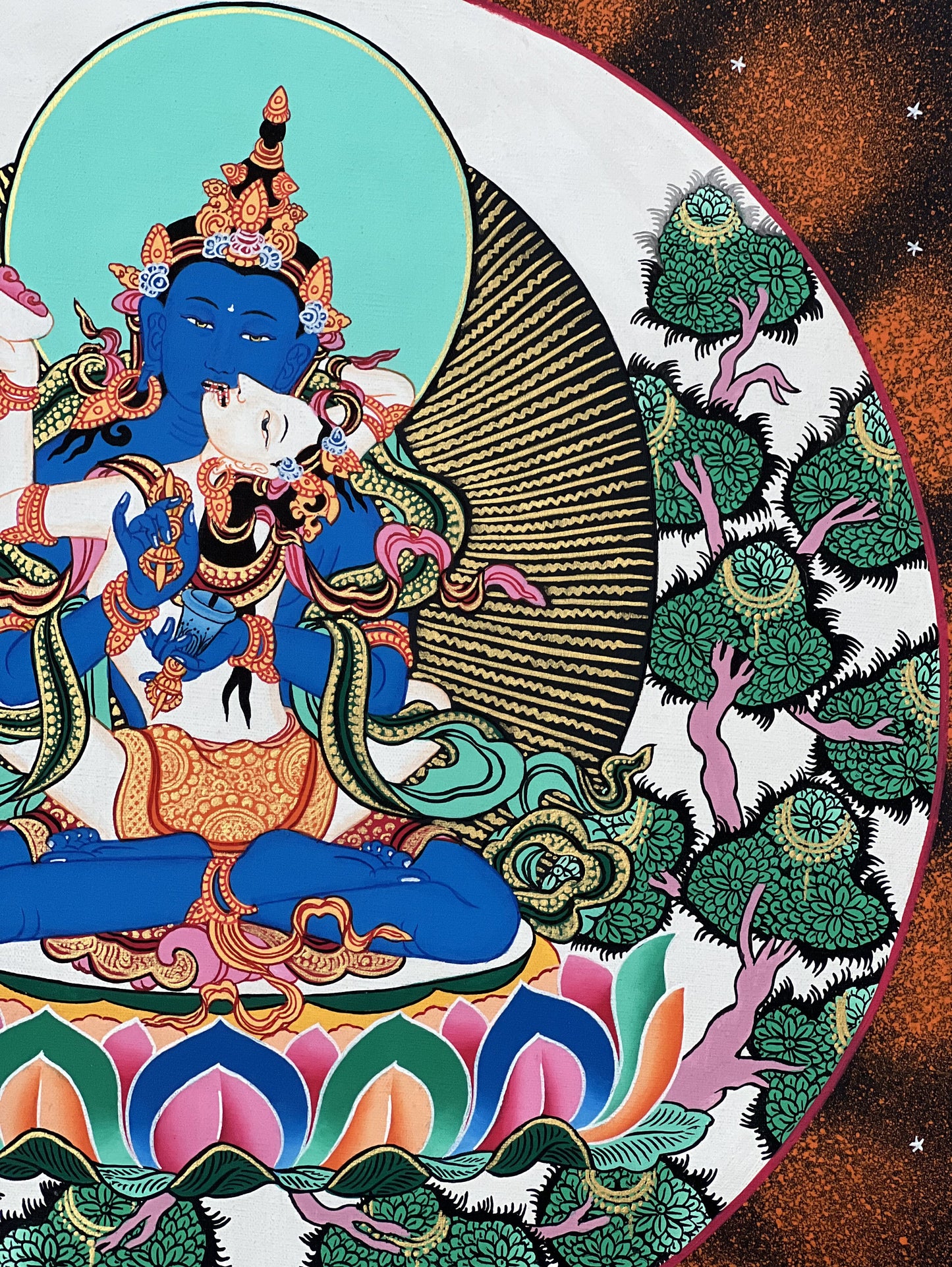 Vajradhara with Shakti Prajnaparamita Yab-Yum High-Quality Masterpiece Tibetan Thangka Painting, Original Art