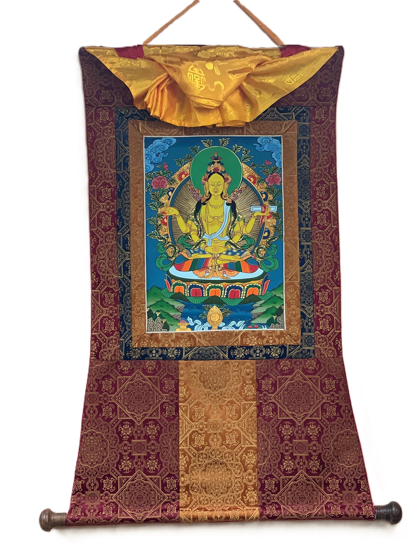 Prajnaparamita/Prajna Paramita Original Masterpiece Tibetan Thangka Painting Meditation Art With High Quality  Silk Brocade