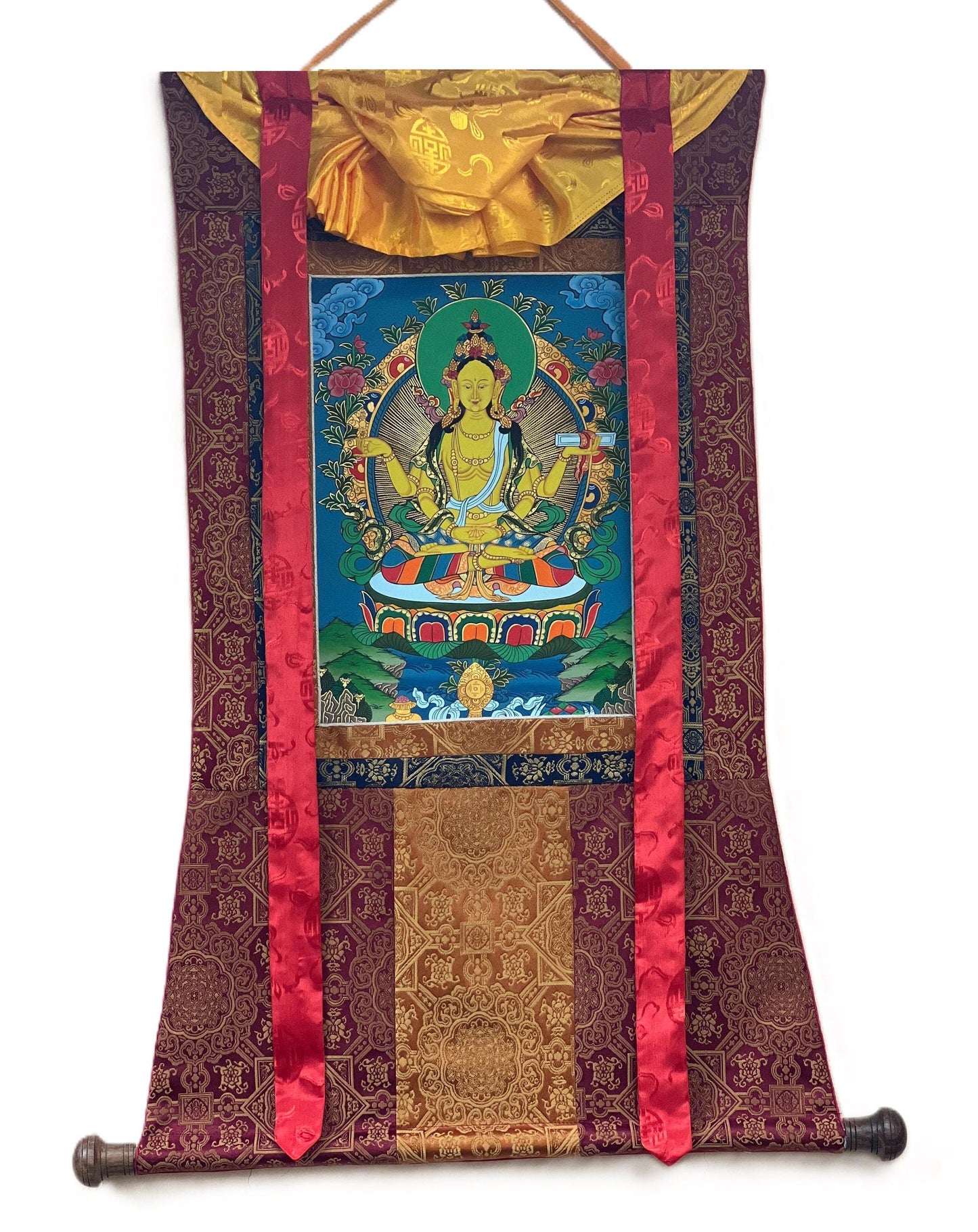 Prajnaparamita/Prajna Paramita Original Masterpiece Tibetan Thangka Painting Meditation Art With High Quality  Silk Brocade