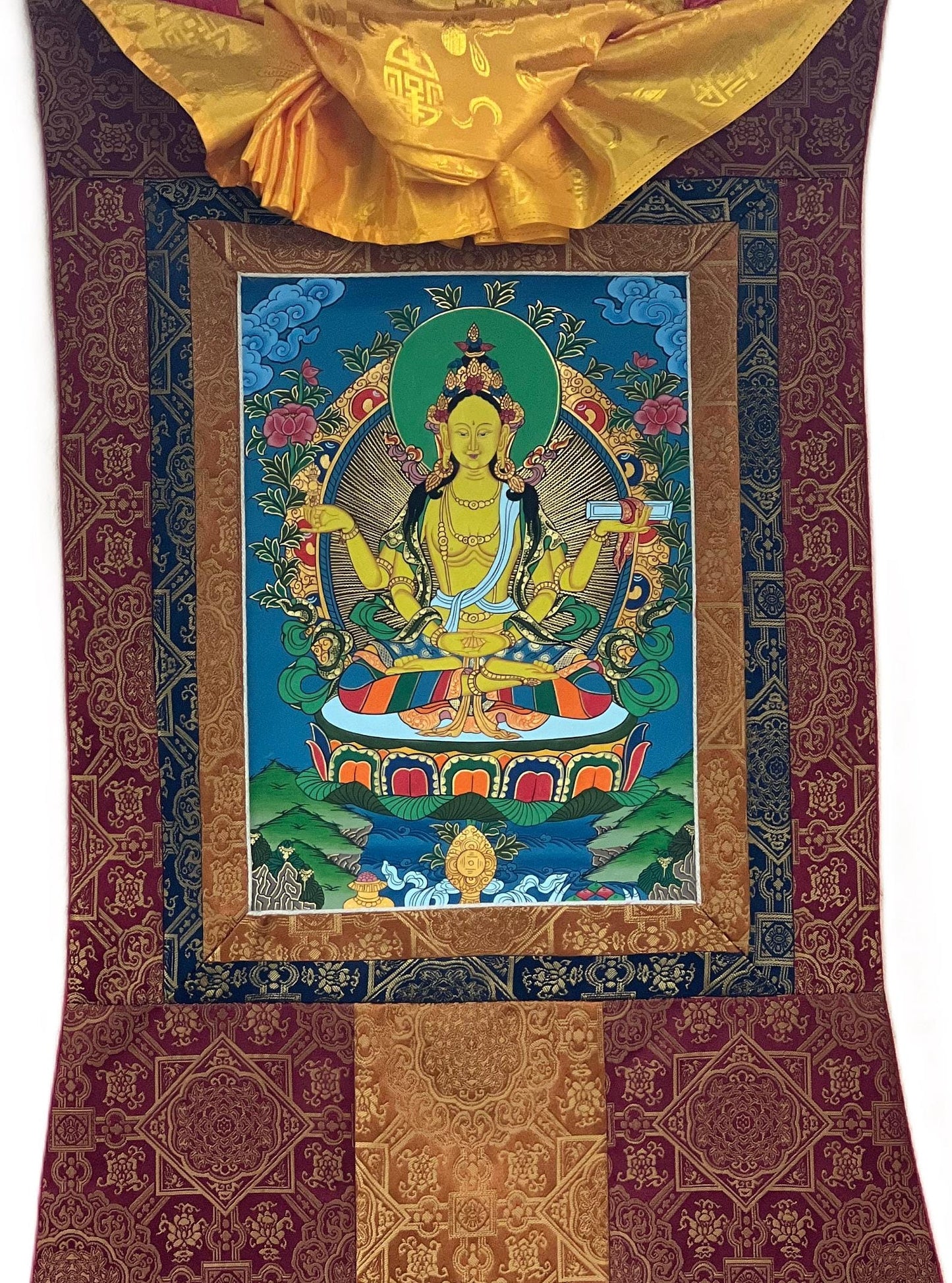 Prajnaparamita/Prajna Paramita Original Masterpiece Tibetan Thangka Painting Meditation Art With High Quality  Silk Brocade