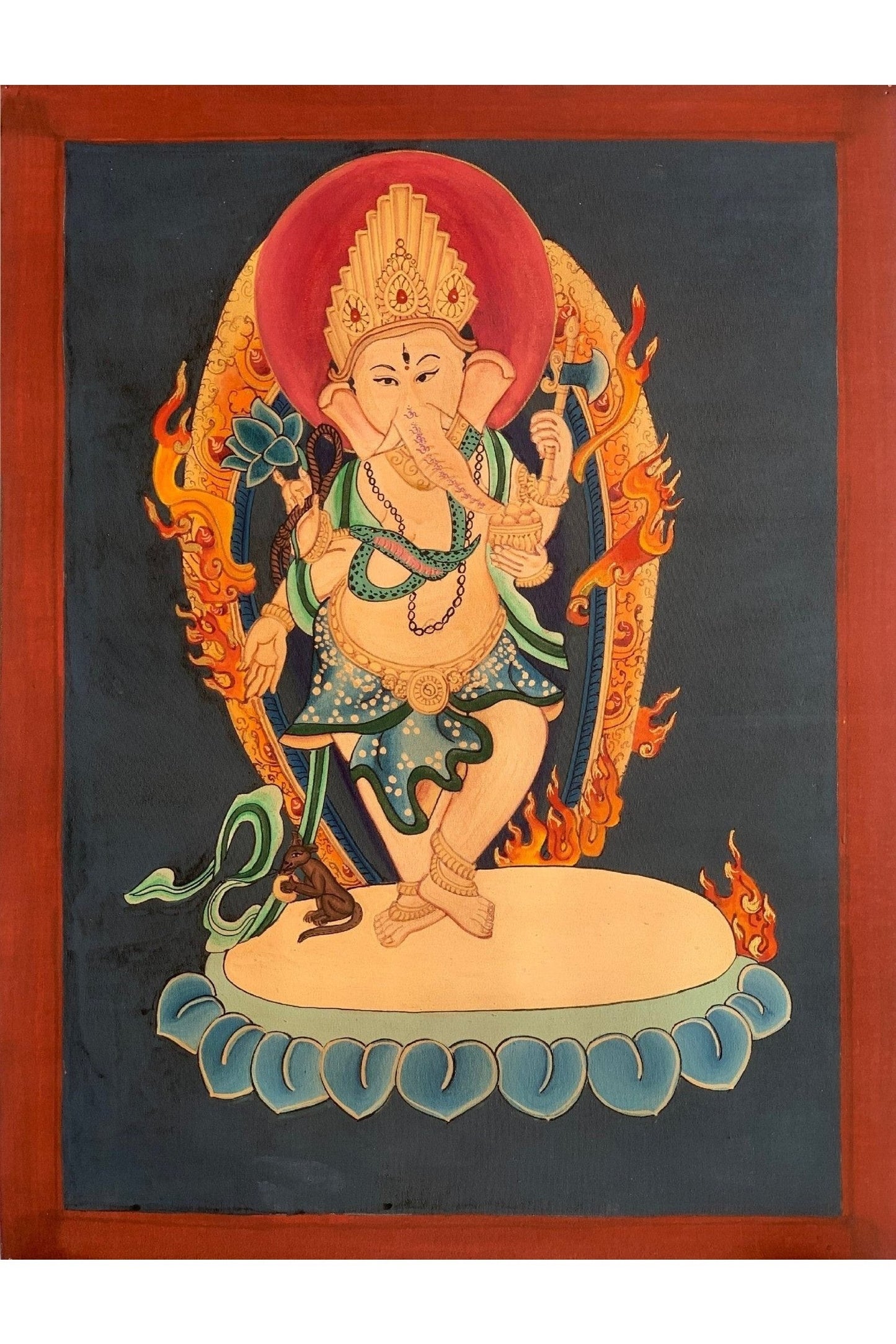 Lord Ganesha, Ganesh, Ganapati, Vinayaka, Newari Pauba, Thangka Painting, Original Art 12 x 17 - Inches - Tibetan Thangka Art