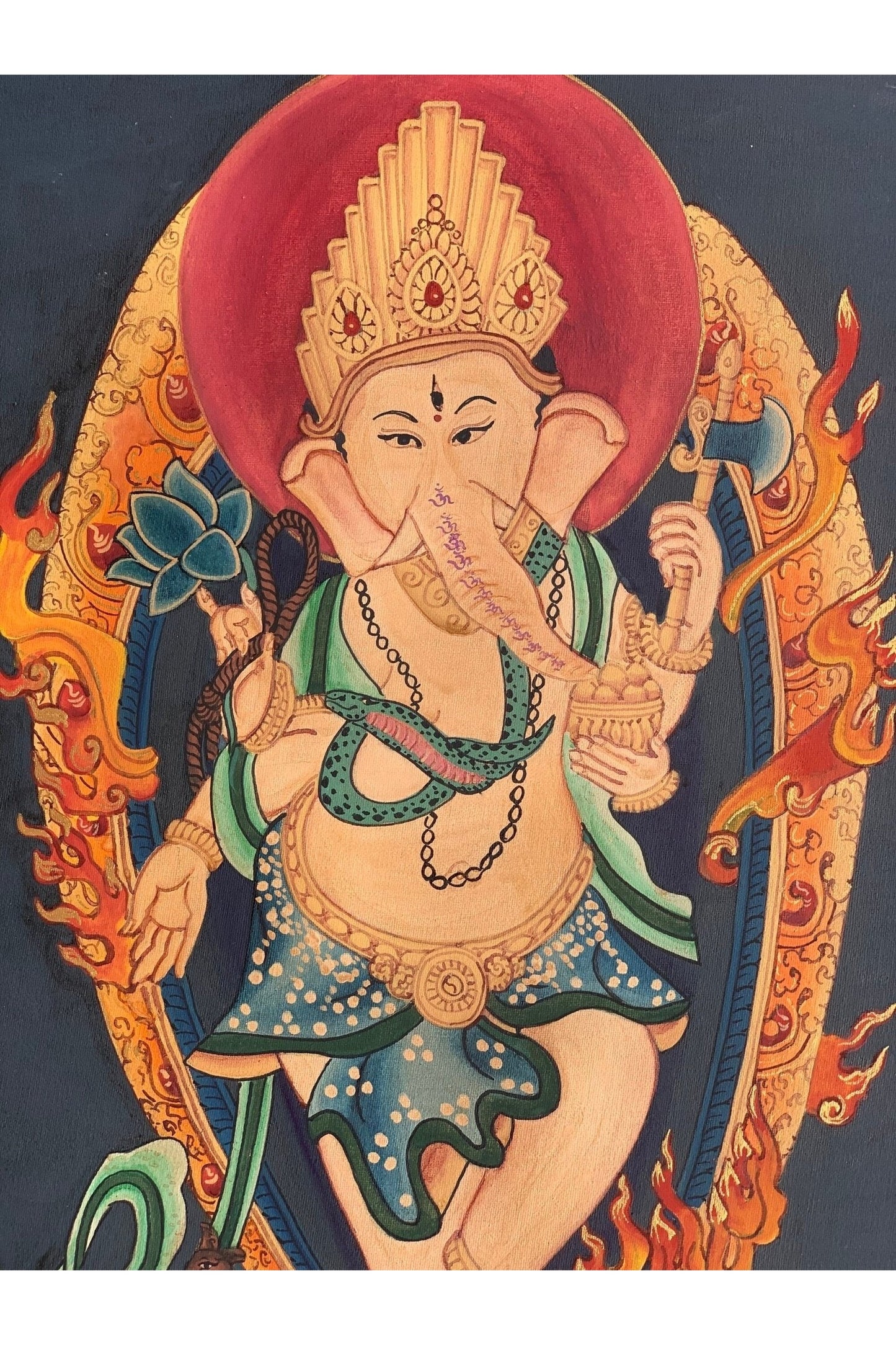 Lord Ganesha, Ganesh, Ganapati, Vinayaka, Newari Pauba, Thangka Painting, Original Art 12 x 17 - Inches - Tibetan Thangka Art