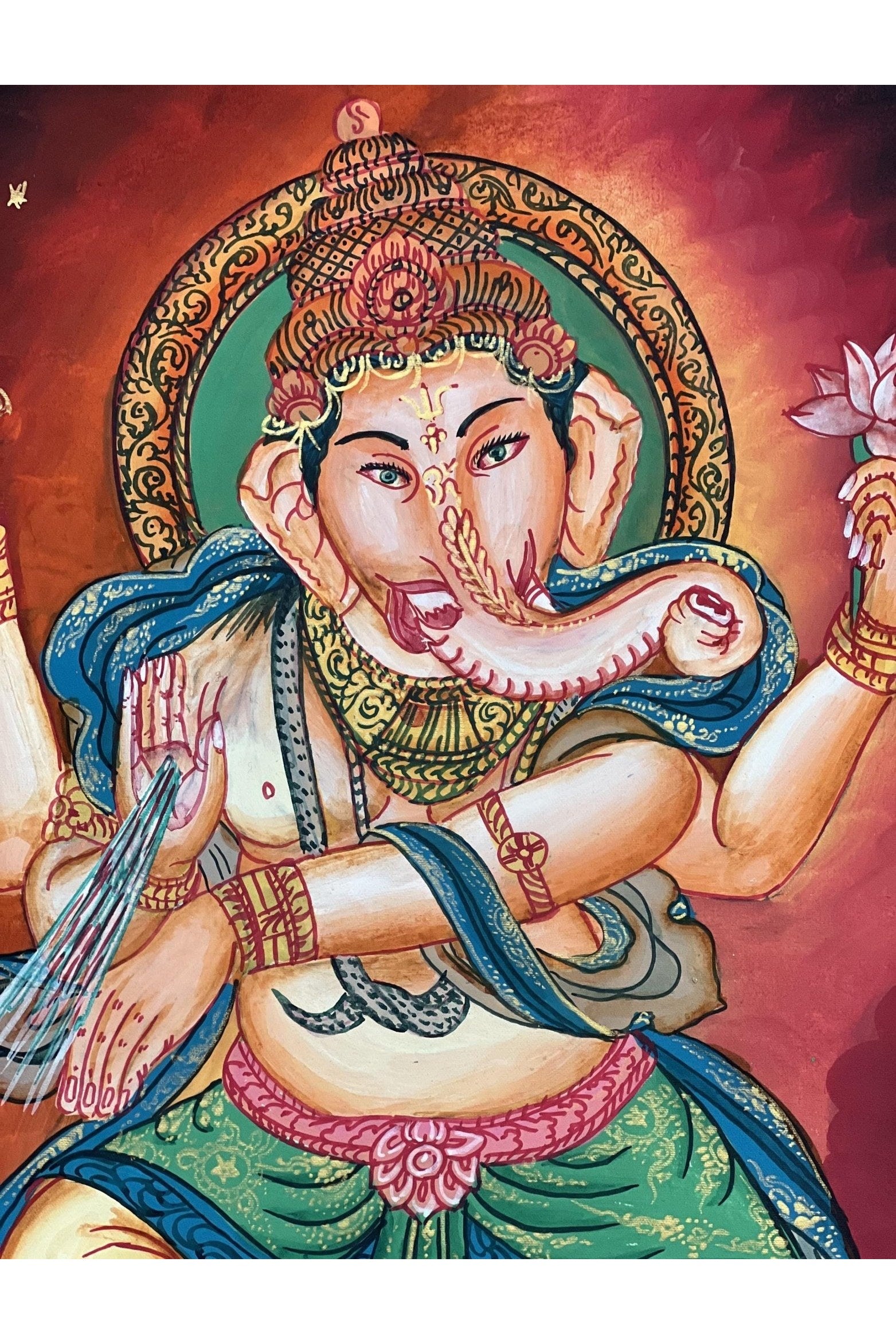 Lord Ganesha Ganesha/ Ganapati/Vinayaka/ Newari Paubha/ Thangka Painting Original Masterpiece Hindu Art - Tibetan Thangka Art