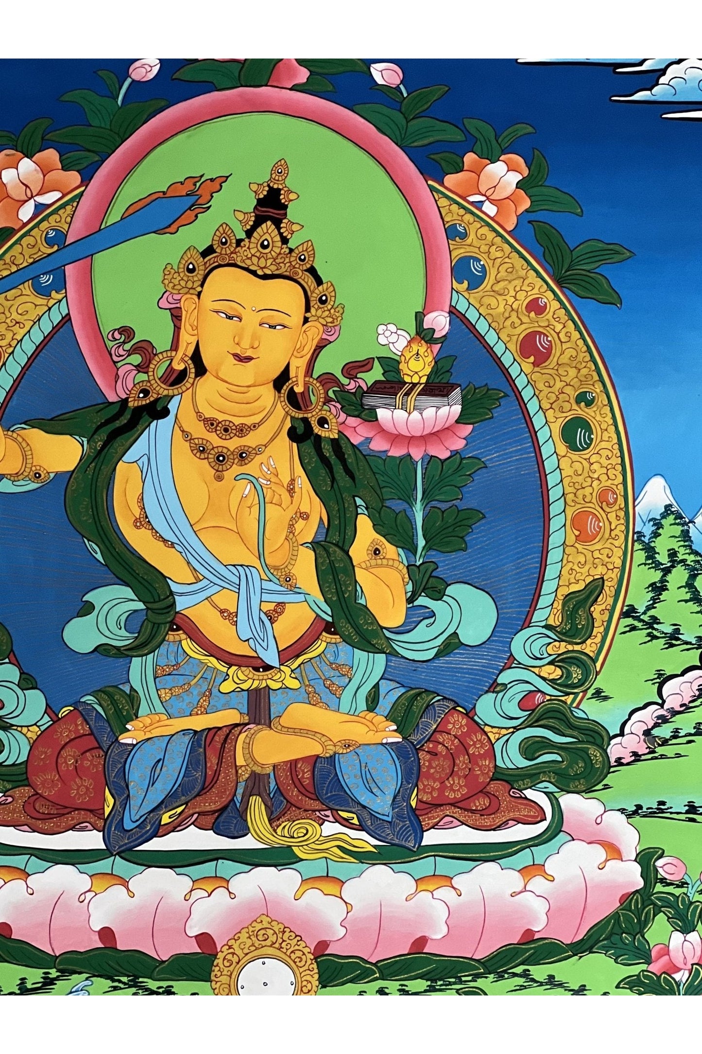 Manjushri/ Manjusri/ Manjushree/ Master Quality Hand - painted Original Thangka Painting Meditation Art - Tibetan Thangka Art