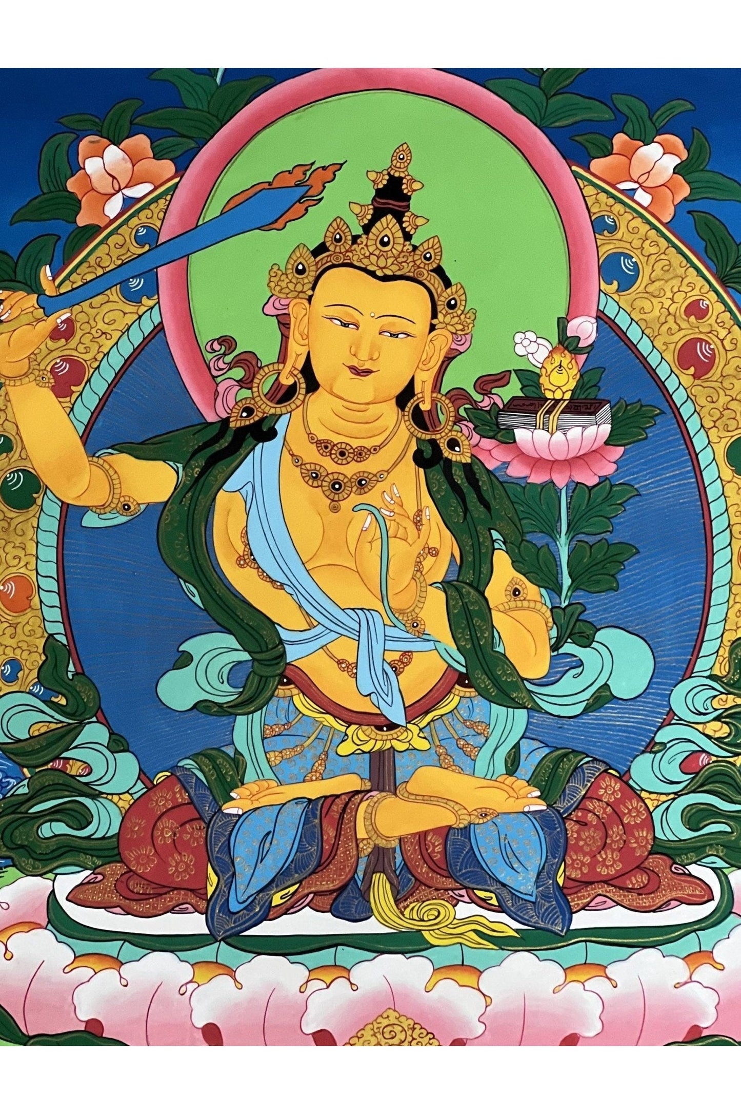 Manjushri/ Manjusri/ Manjushree/ Master Quality Hand - painted Original Thangka Painting Meditation Art - Tibetan Thangka Art