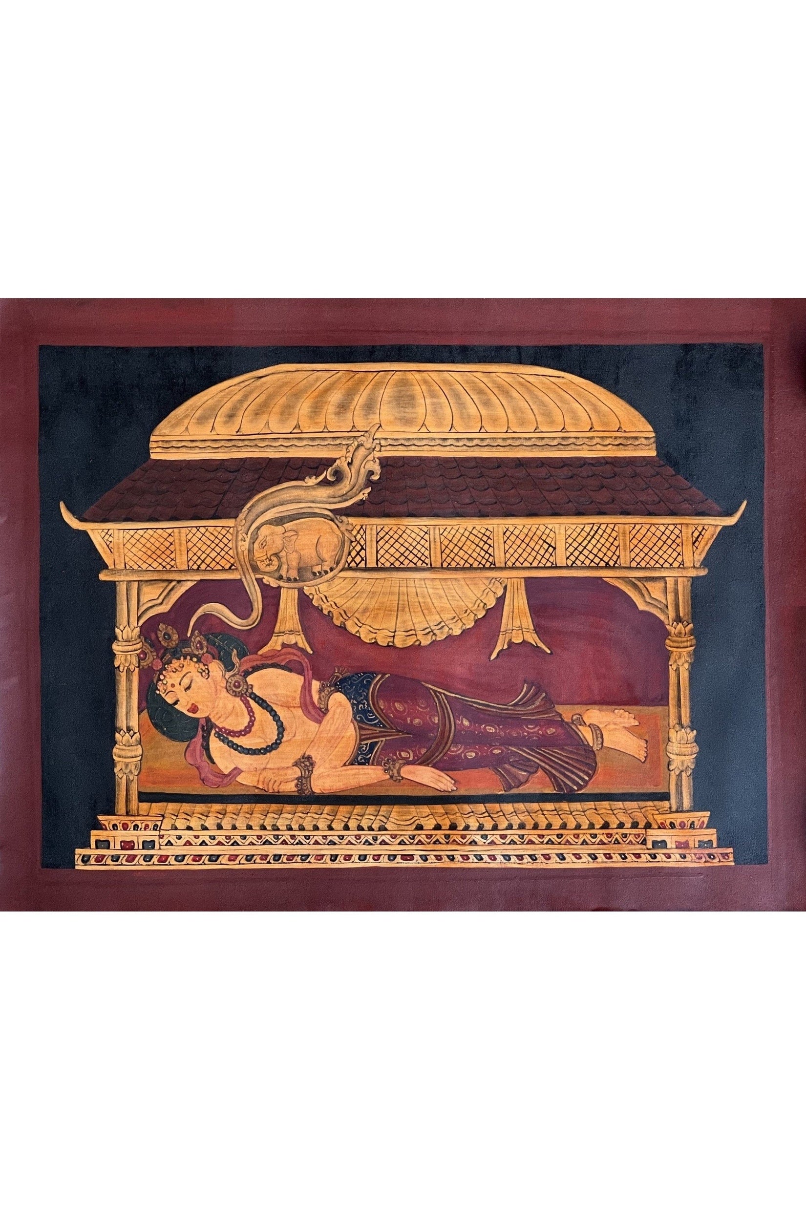 Mayadevi - Buddha's mother Newari Paubha/ Pauva Thangka Painting Original Oil Varnished Masterpiece Art - Tibetan Thangka Art