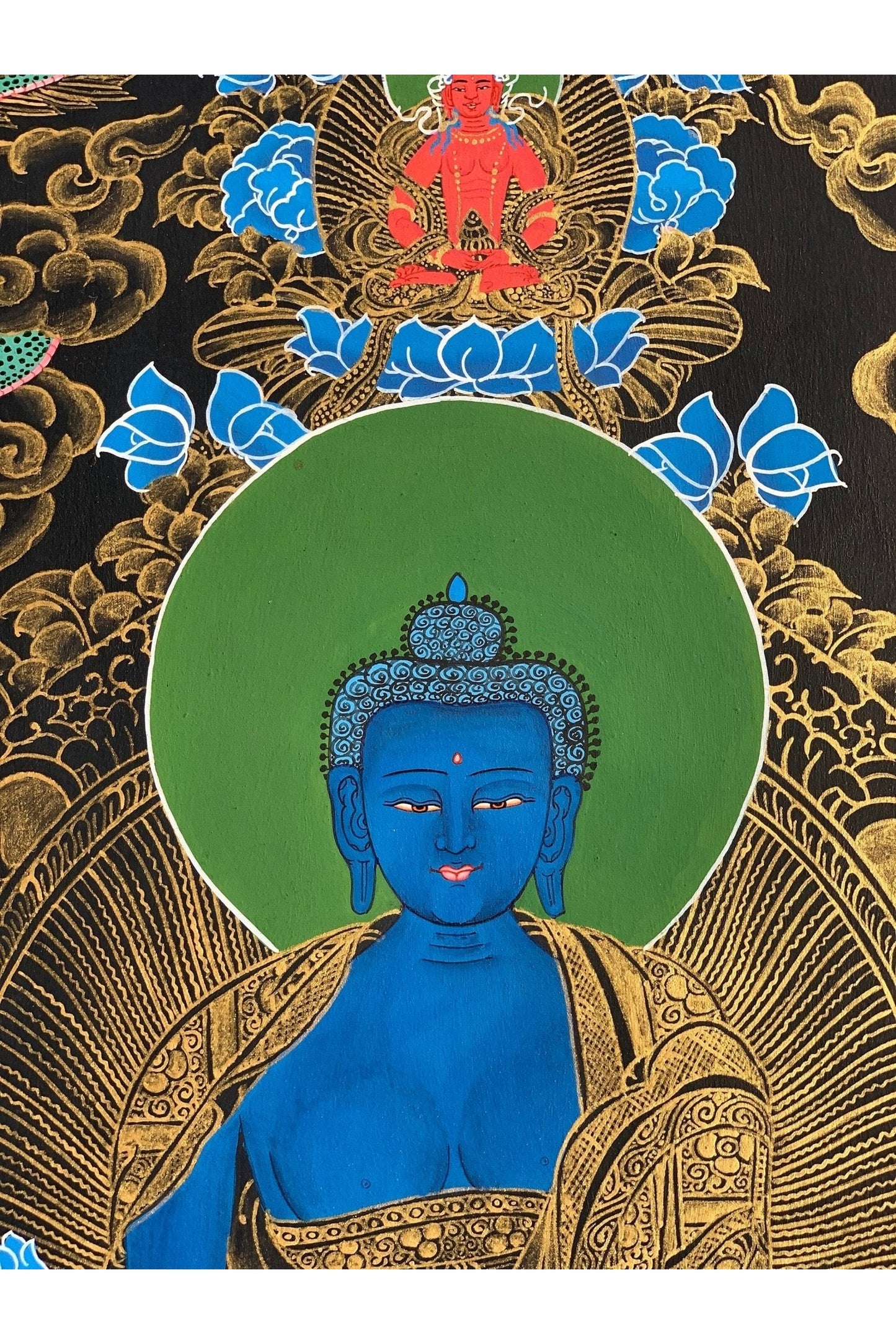 Medicine Buddha, Bhaisajyaguru, Master Quality Thangka Painting, Original Art 18 x 24 - Inch - Tibetan Thangka Art